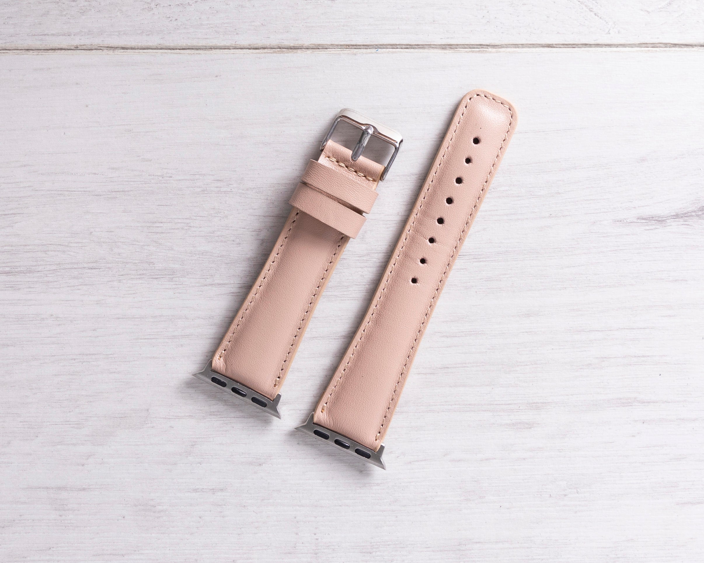 Nude Pink Leather Classic Apple Watch Band