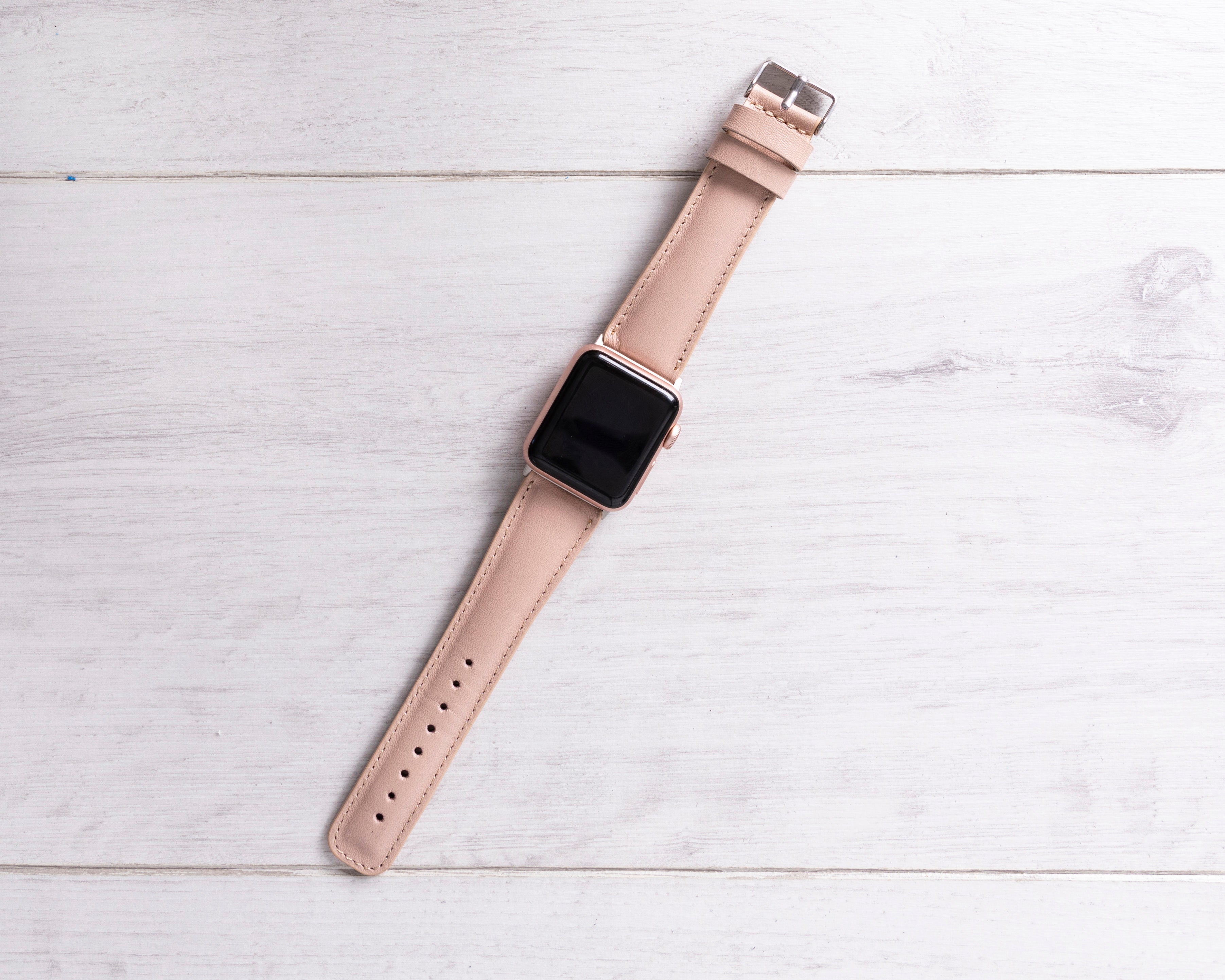 Nude Pink Leather Classic Apple Watch Band