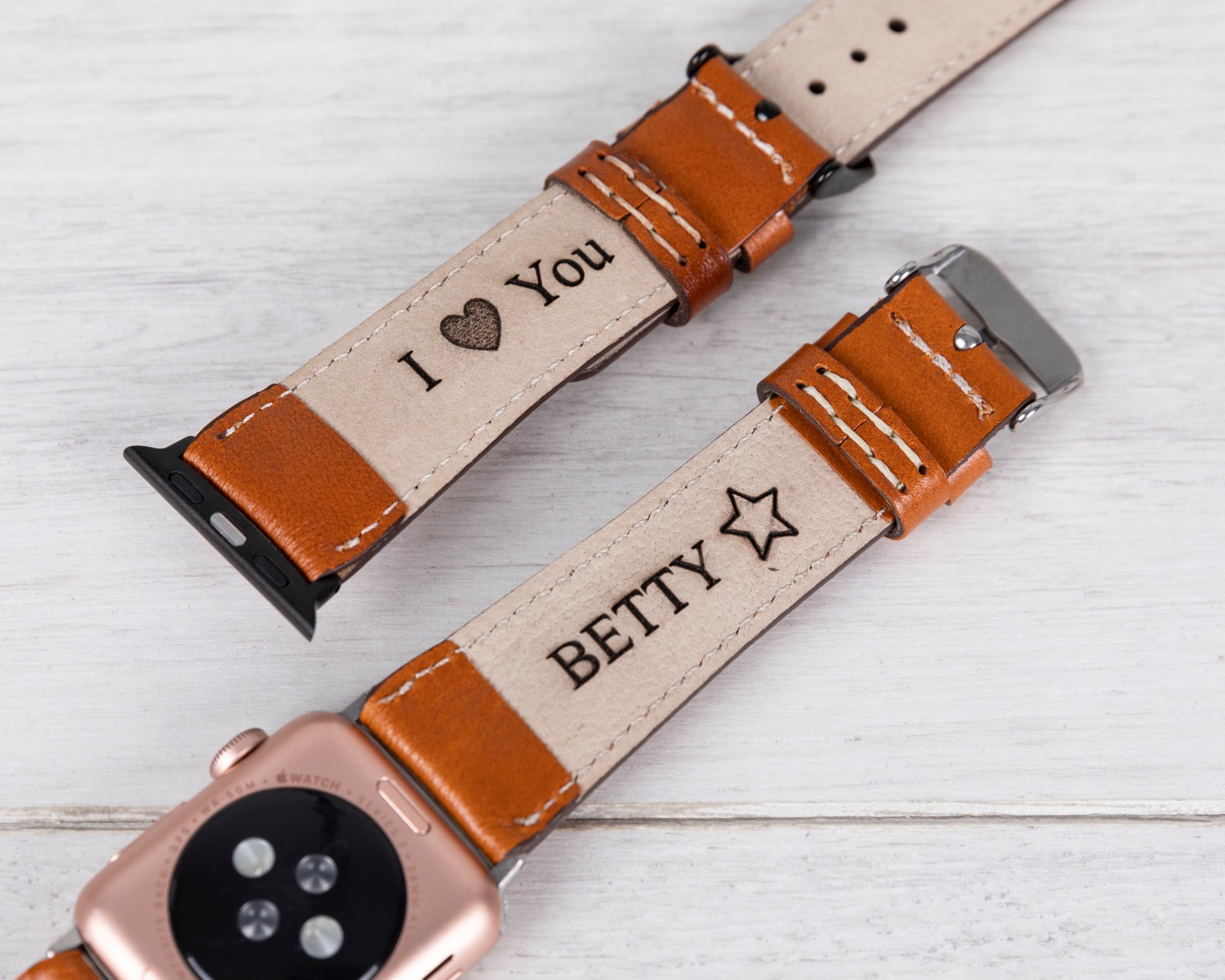 Bronze Leather Double Tour Slim Apple Watch Band