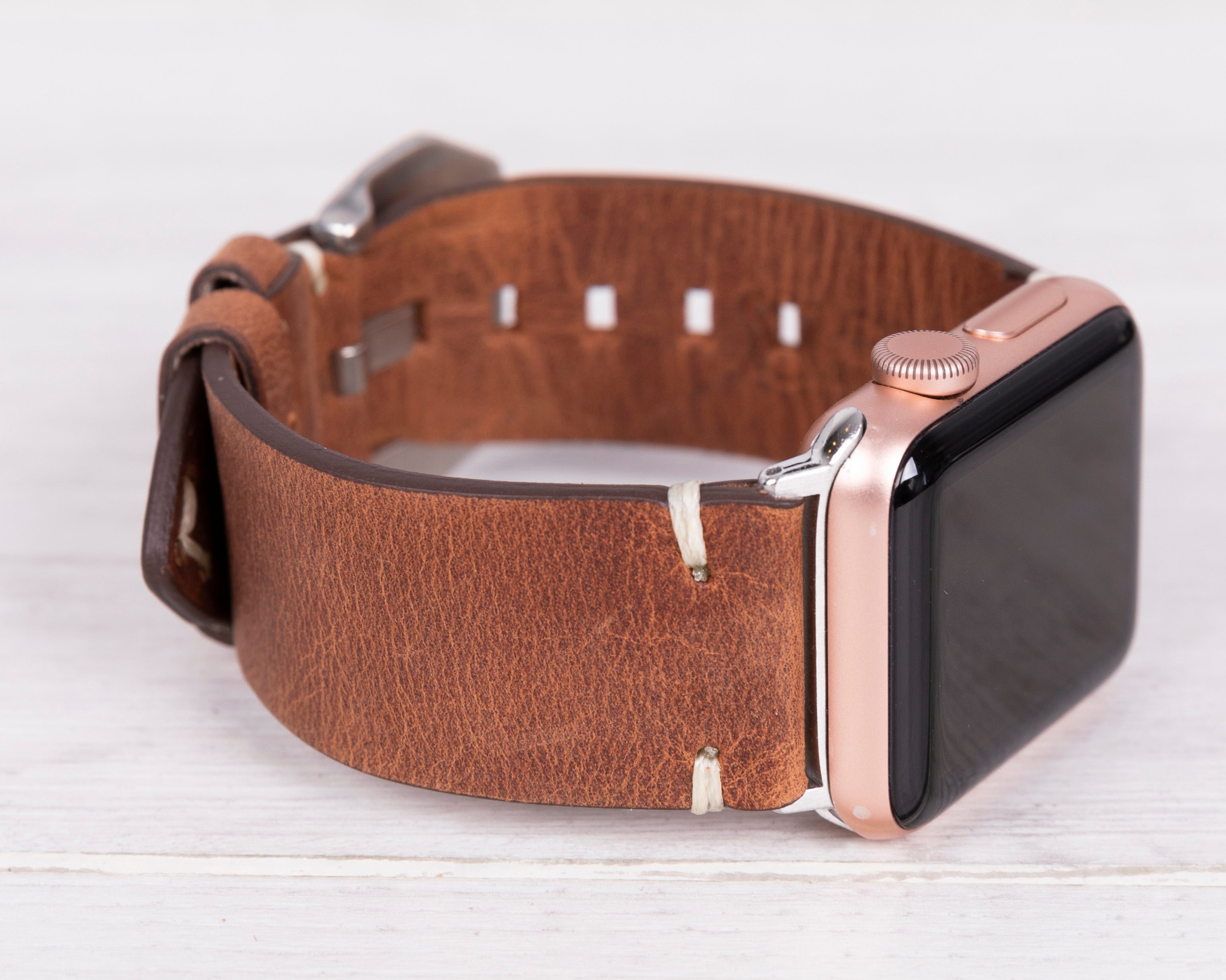 Antic Brown Leather Band for Apple Watch, Era Series