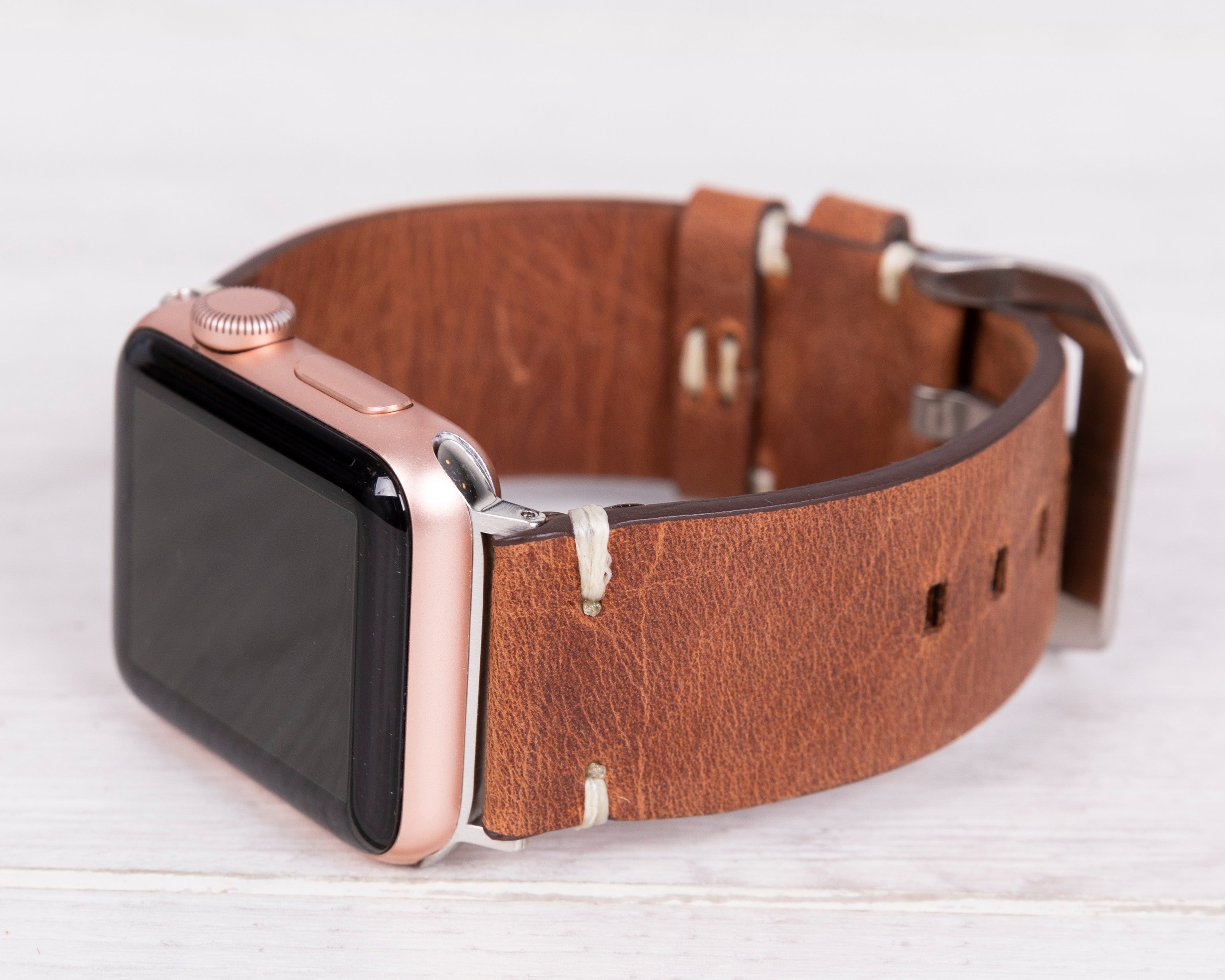 Antic Brown Leather Band for Apple Watch, Era Series