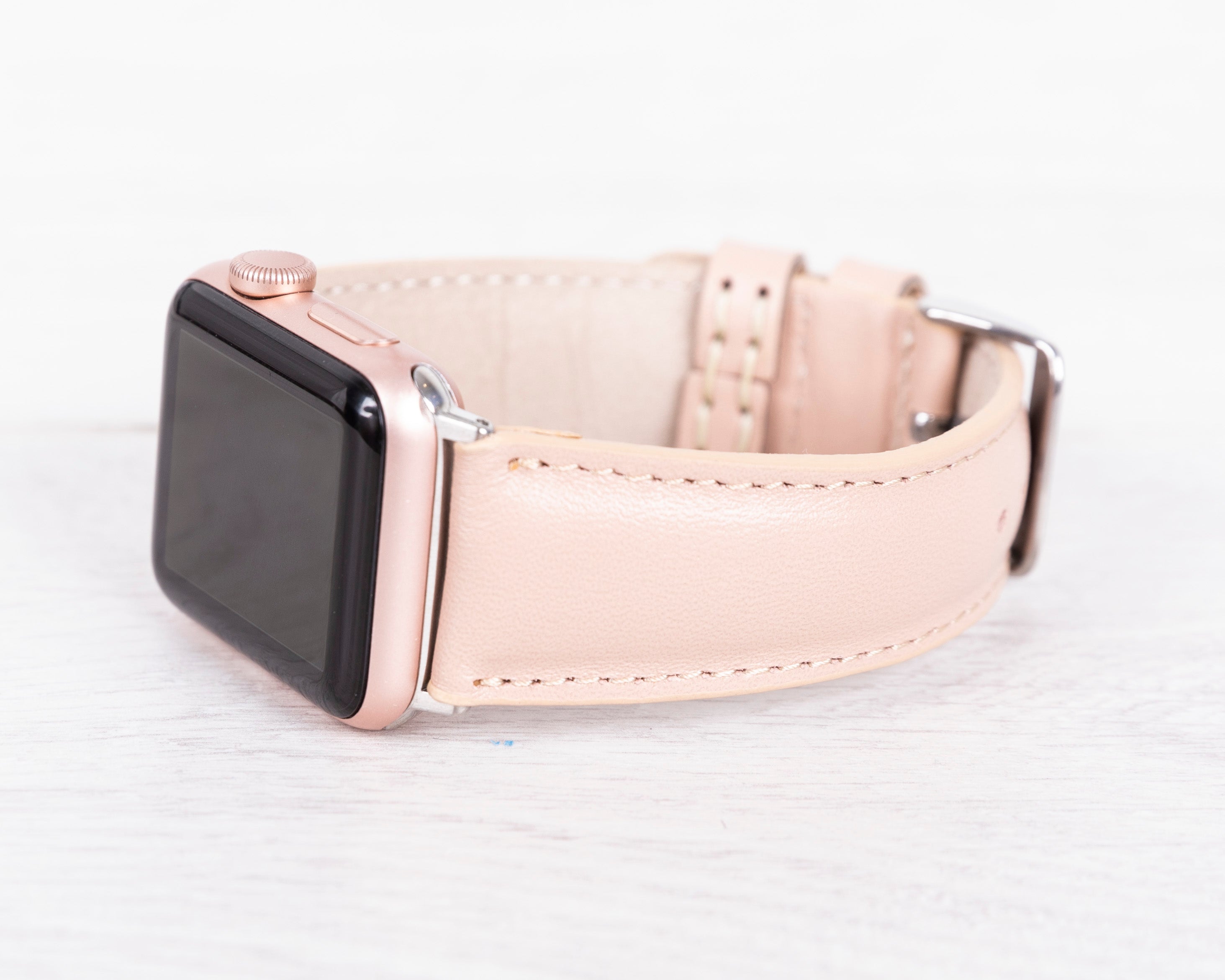 Nude Pink Leather Classic Apple Watch Band