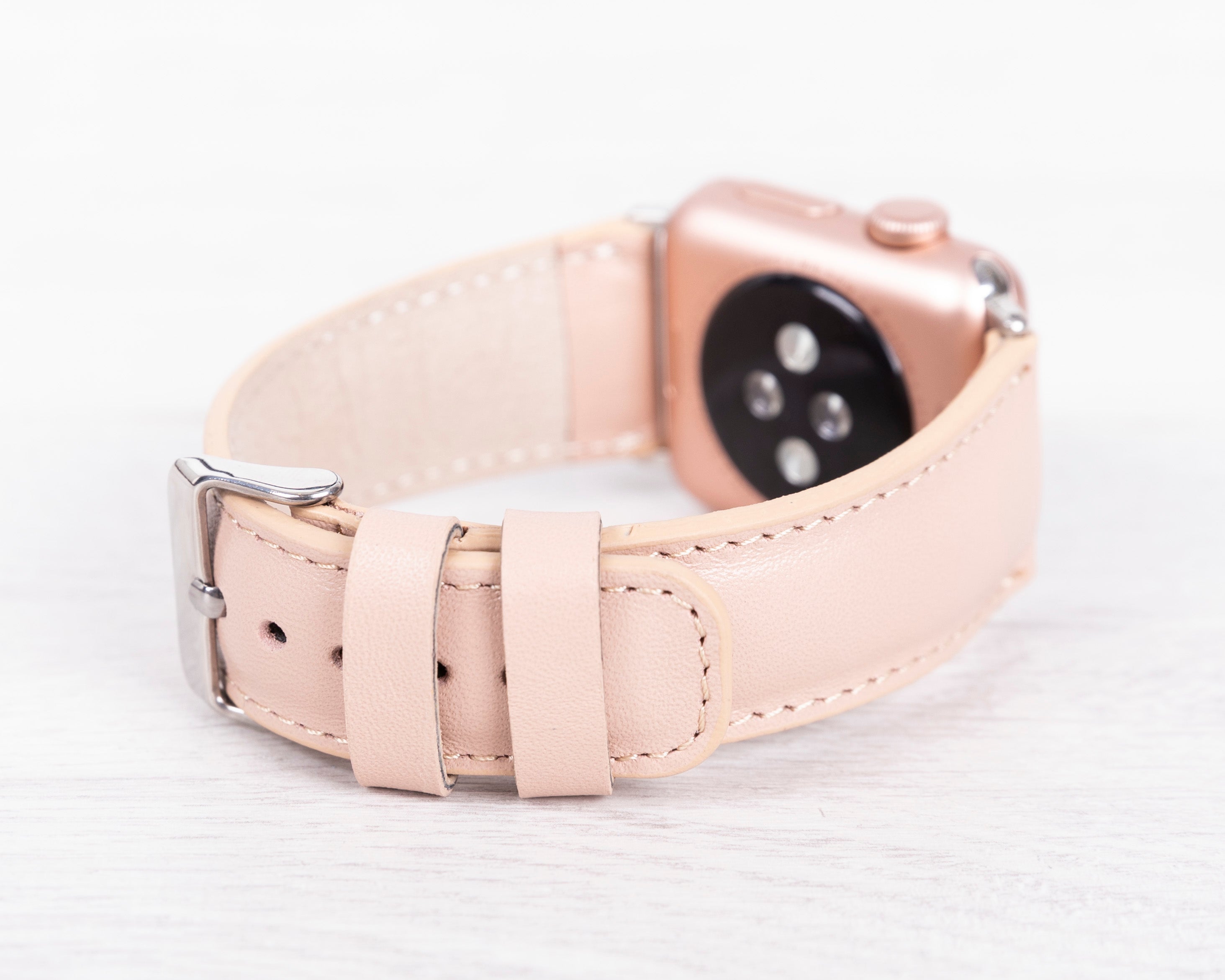 Nude Pink Leather Classic Apple Watch Band