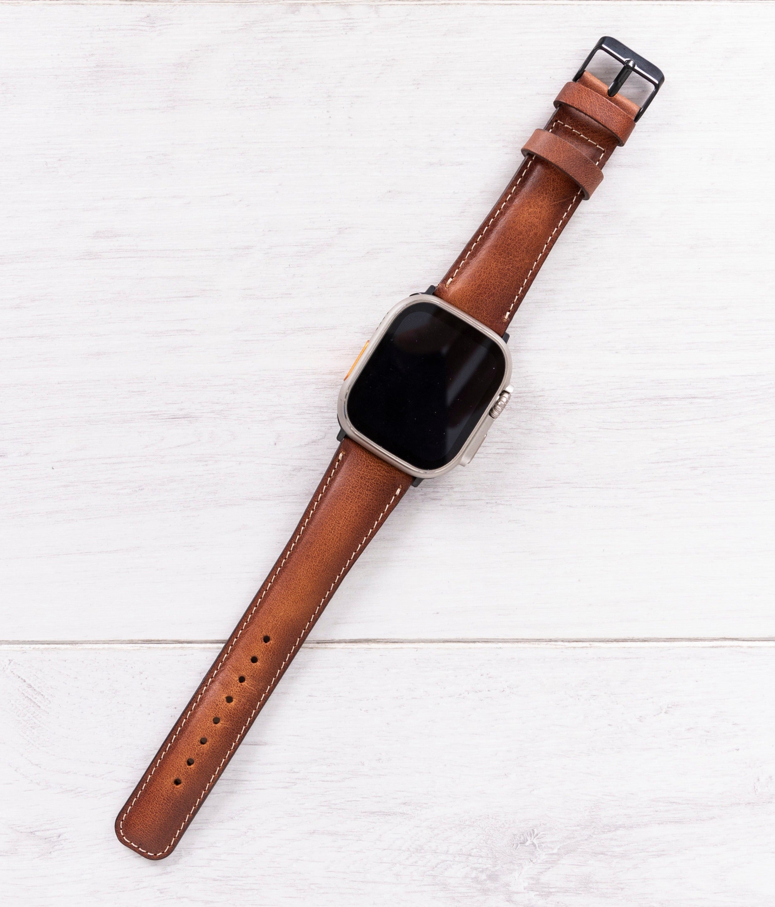 AffinityBands Gatton College of Business Leather Apple Watch Band Tan / 42/44mm / Long