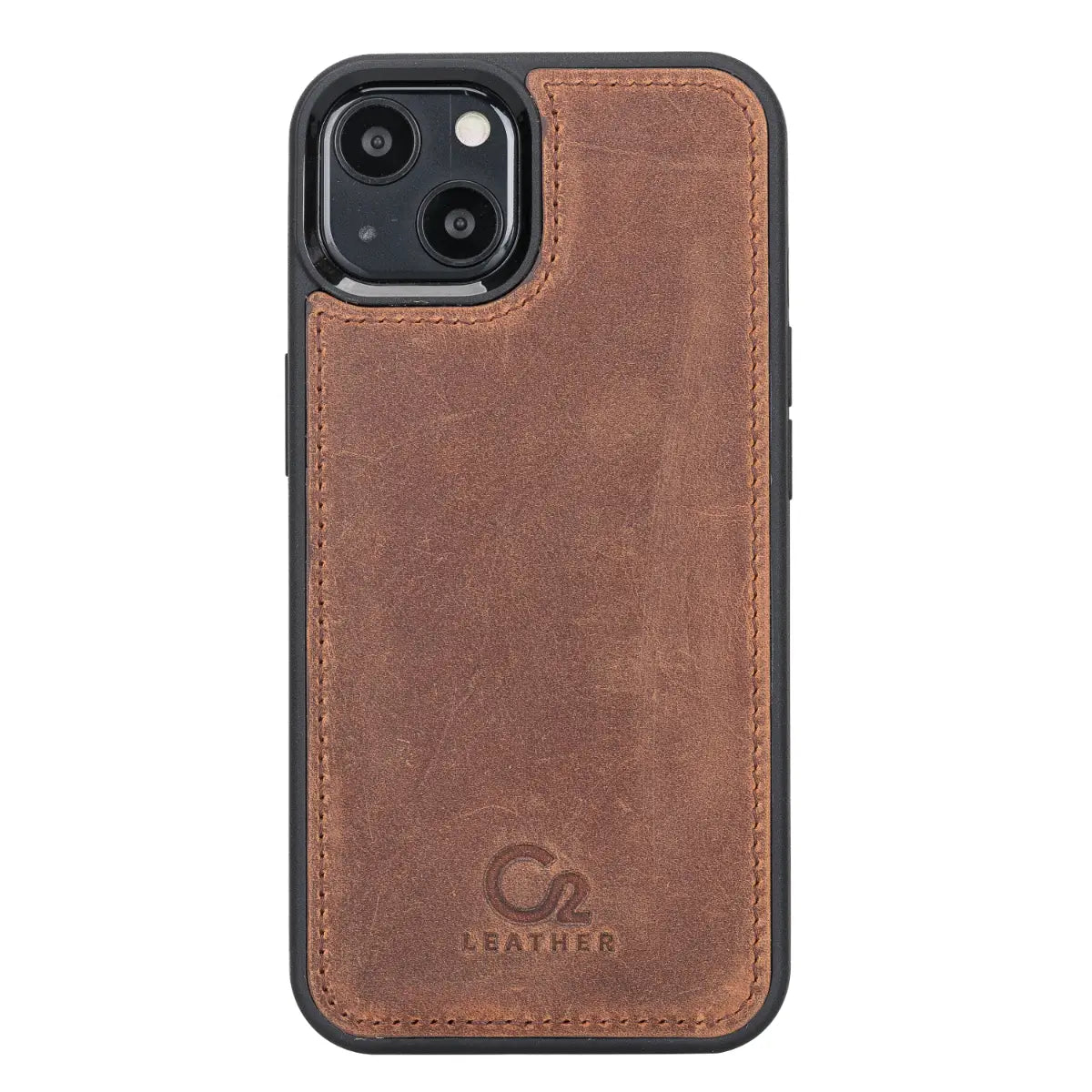 Antic Brown Leather Snap On Cover Case for iPhone 13 Mini (5.4")