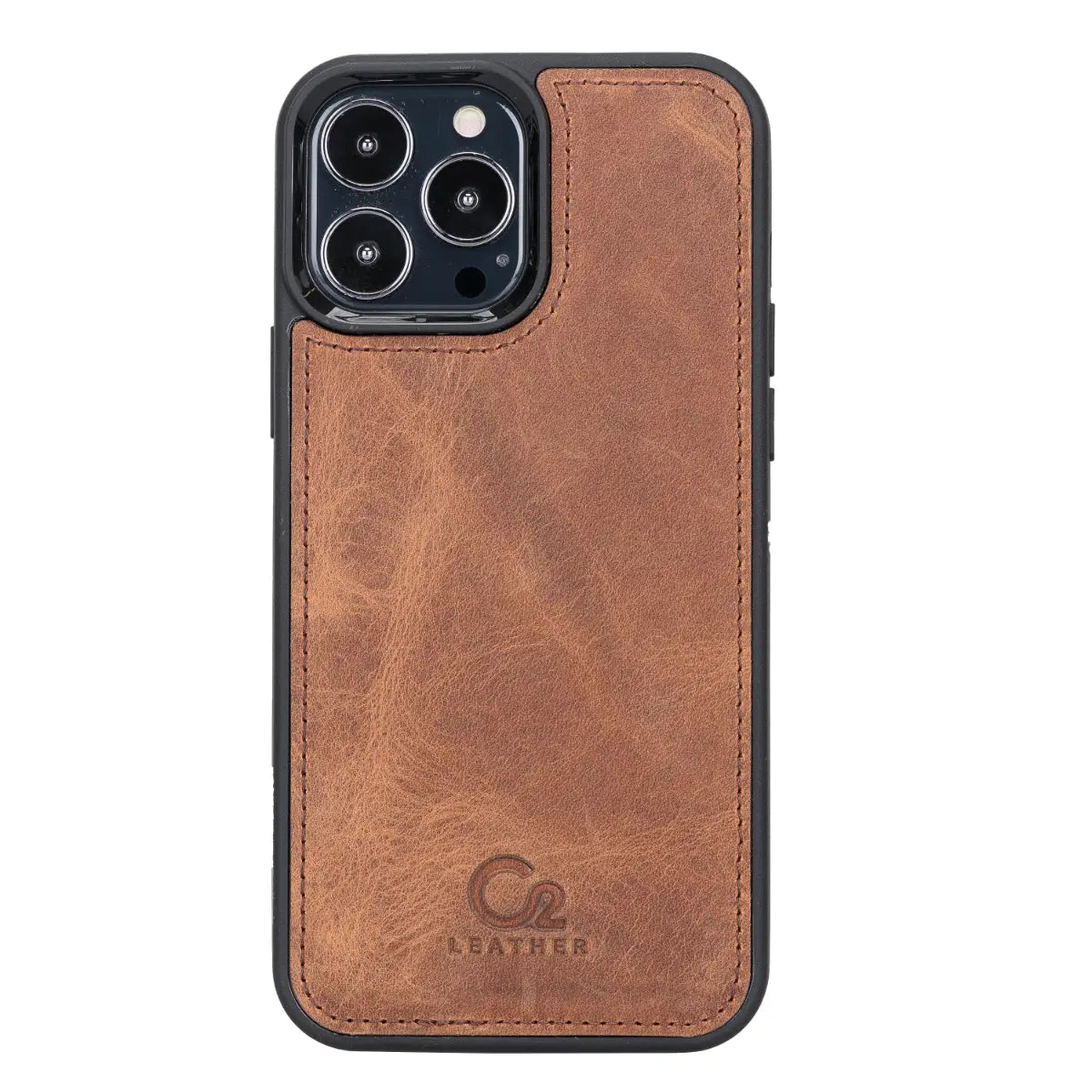 Antic Brown Leather Snap On Cover Case for iPhone 13 Pro (6.1")