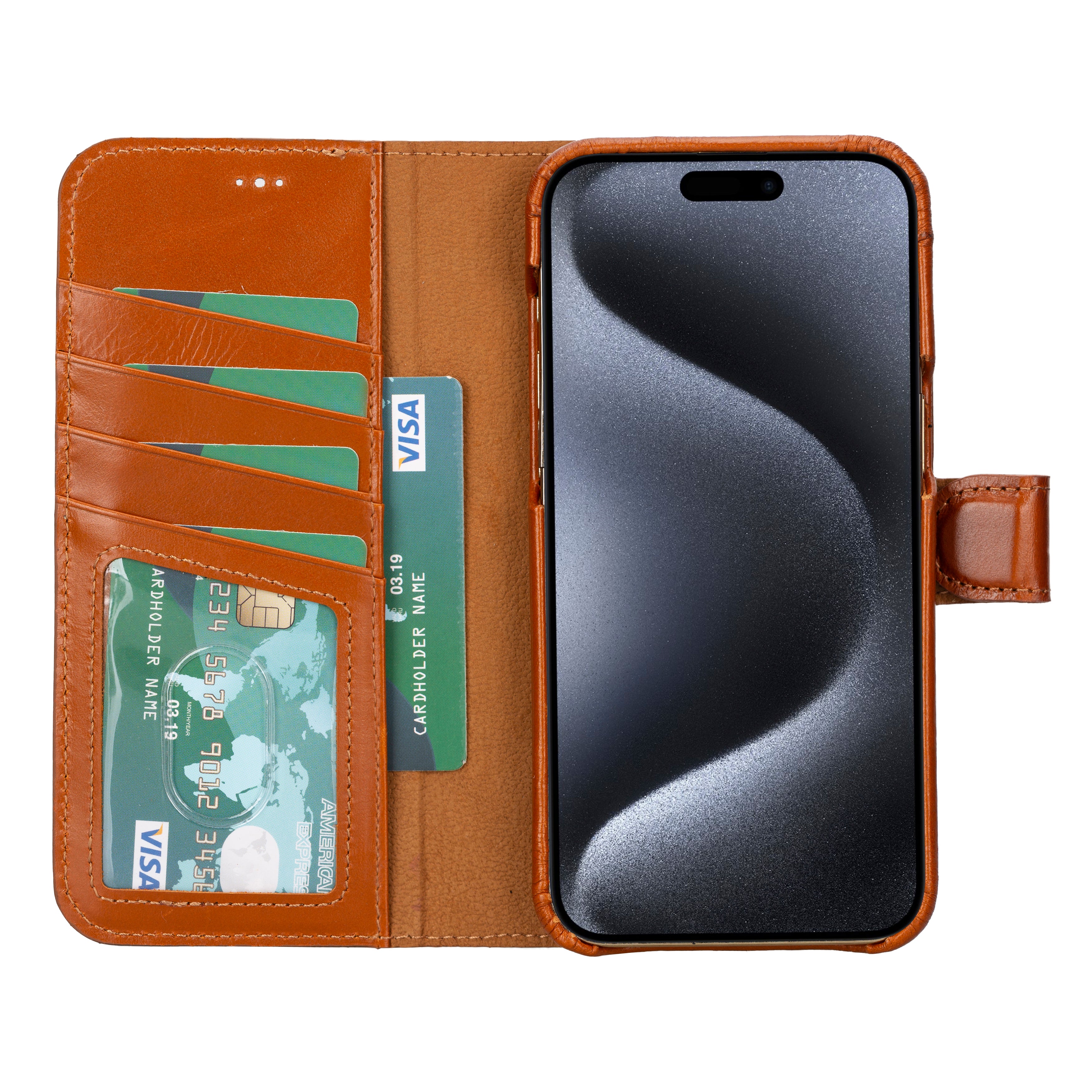 Tan Leather iPhone 15 Pro Max Prestige Wallet Case - O2 Leather