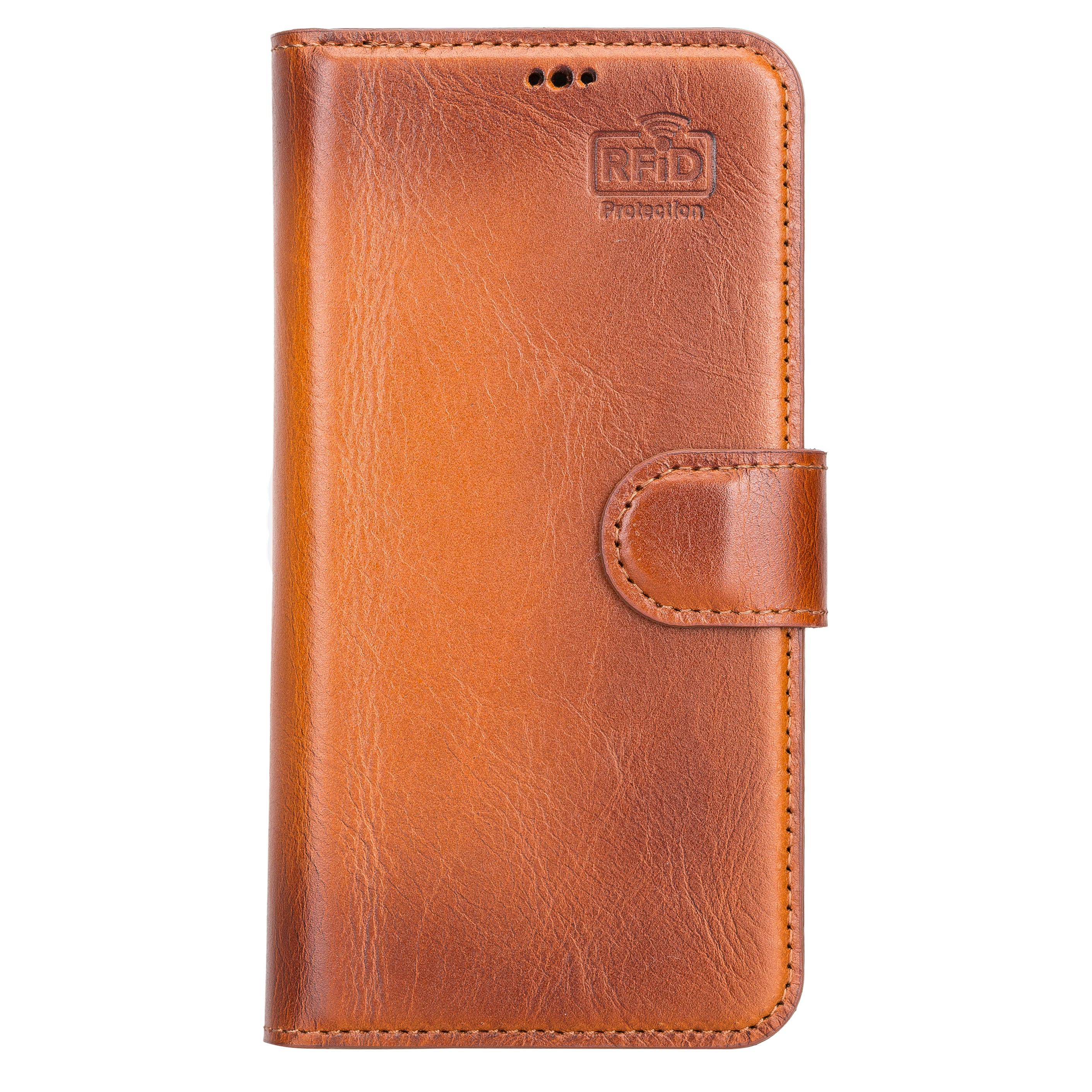 Burnished Tan Leather Magnetic Wallet Case for iPhone 13 (6.1")