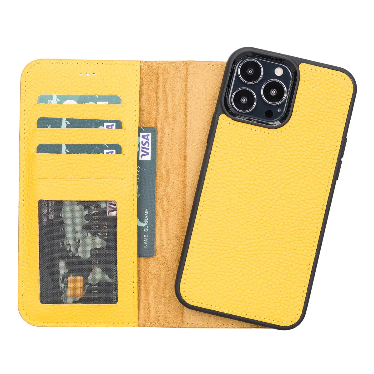 Yellow Leather Magnetic Case for iPhone 13 Pro Max (RFID)