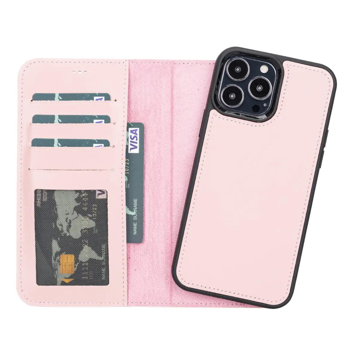 Pink Leather Magnetic Case for iPhone 13 Pro Max (RFID)