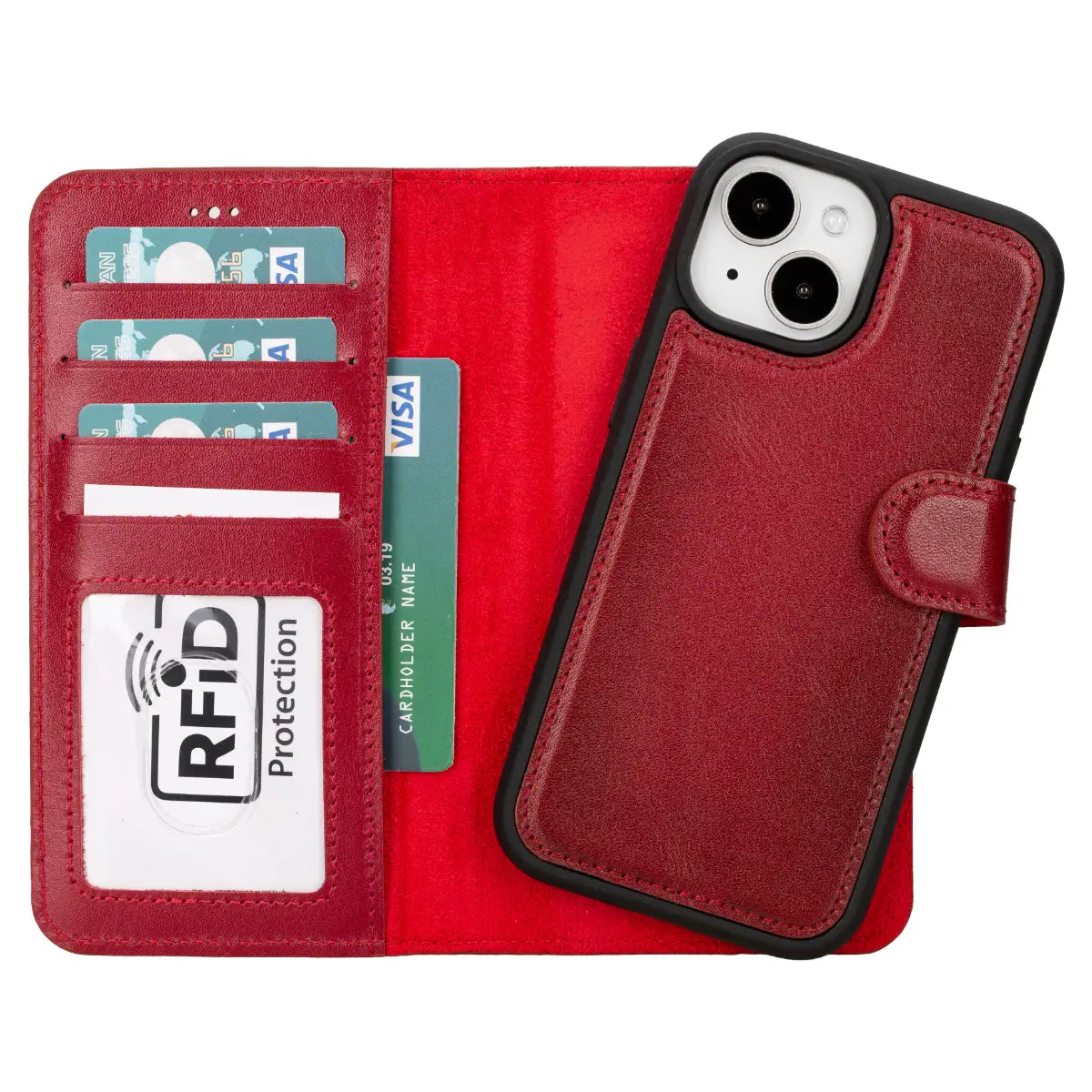 Burnished Red Leather Magnetic Case for iPhone 15 (6.1")