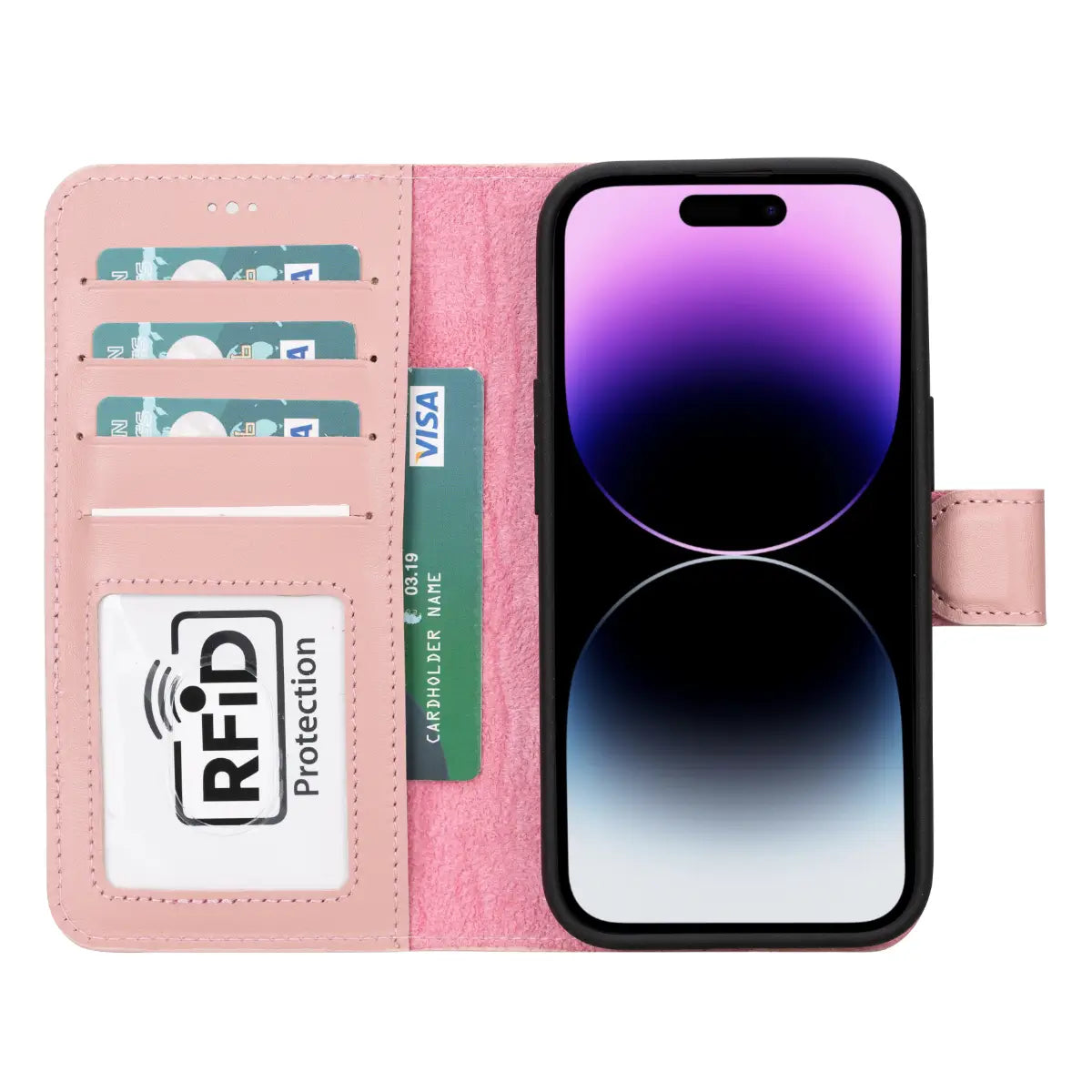 Pink Leather Magnetic Case for iPhone 15 (6.1")