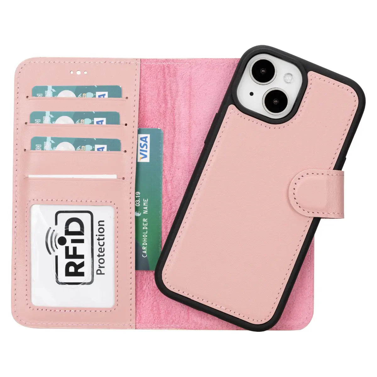 Pink Leather Magnetic Case for iPhone 15 (6.1")