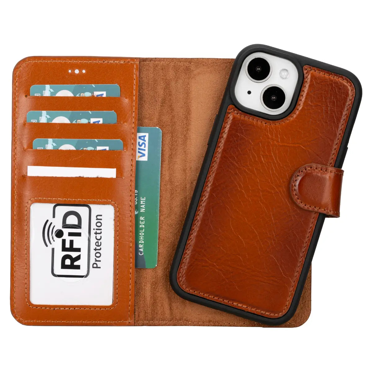 Burnished Brown Leather Magnetic Case for iPhone 15 (6.1")