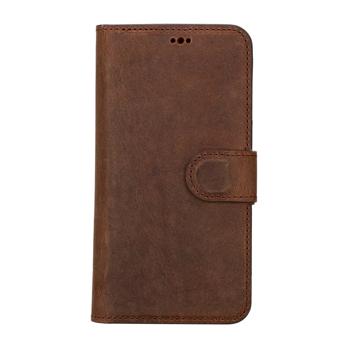 Antic Brown Leather iPhone 15 Wallet Case