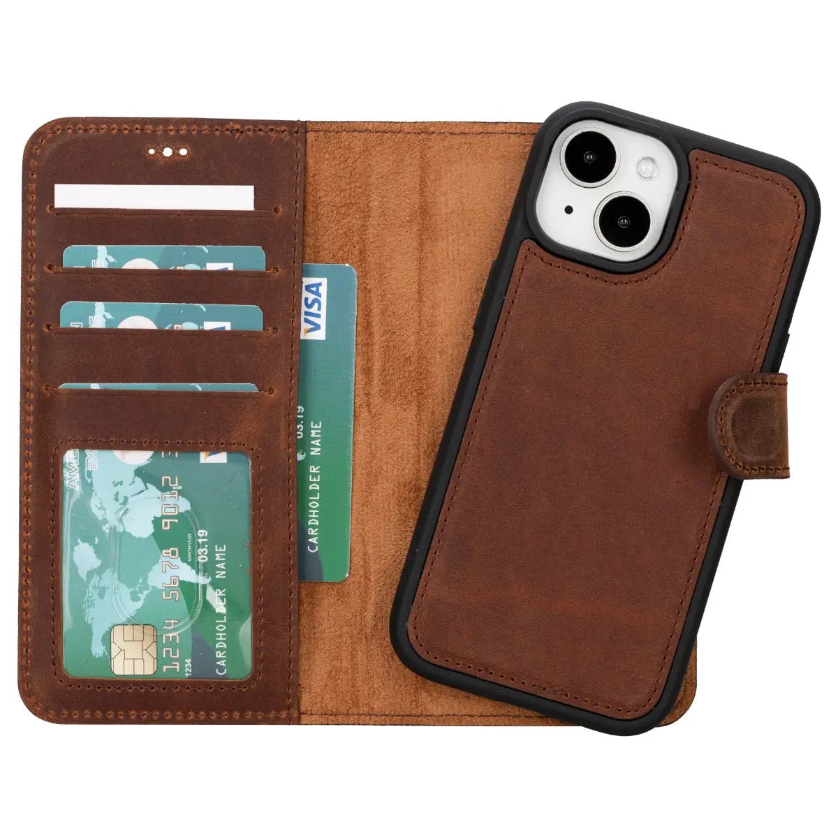 Antic Brown Leather (Regular) iPhone 16 Wallet Case