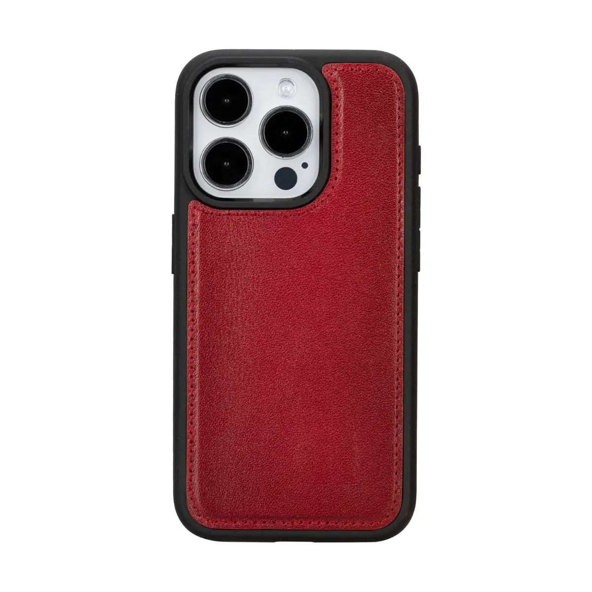 Burnished Red Leather Wallet Case for iPhone 15 Pro