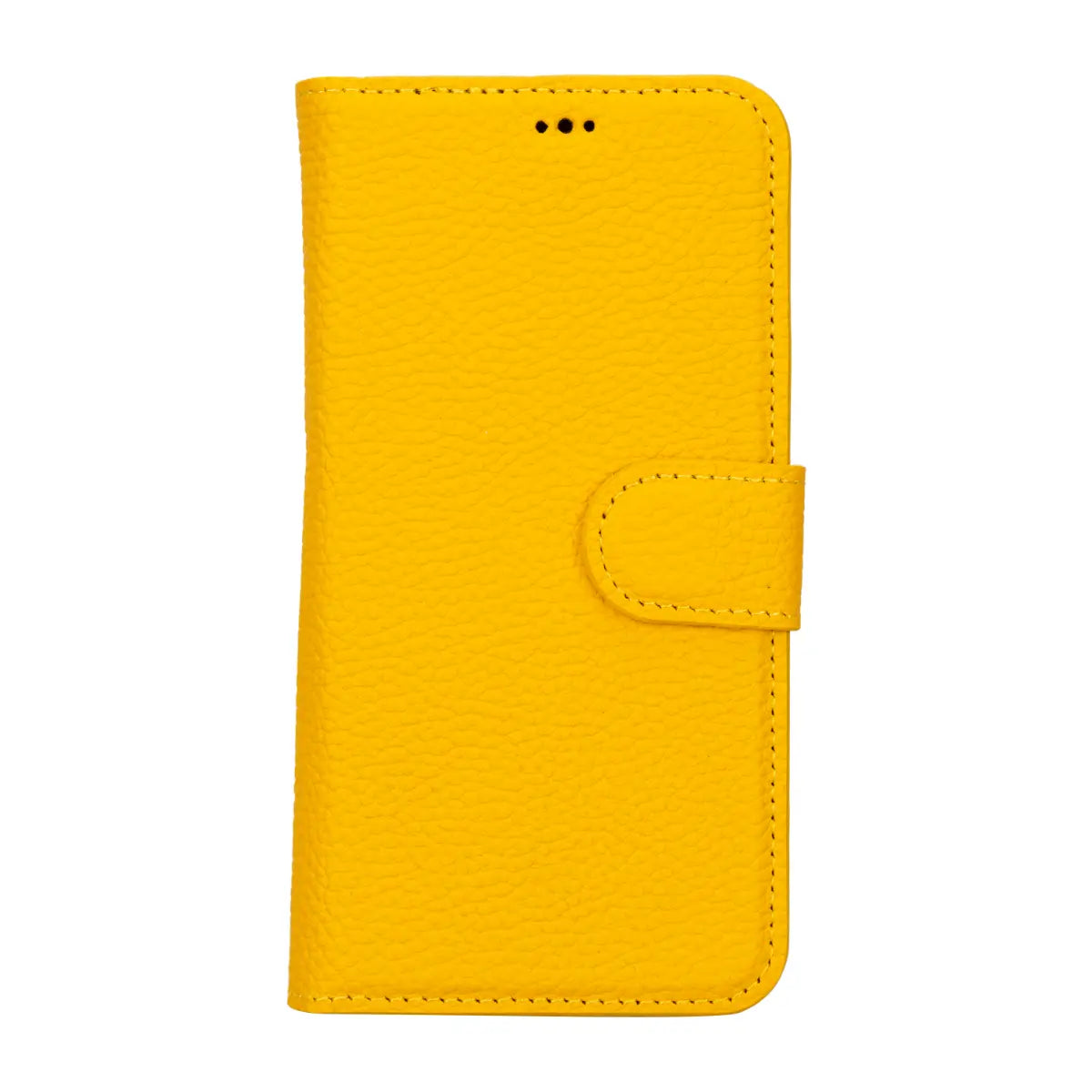 Yellow Leather iPhone 15 Pro Wallet Case