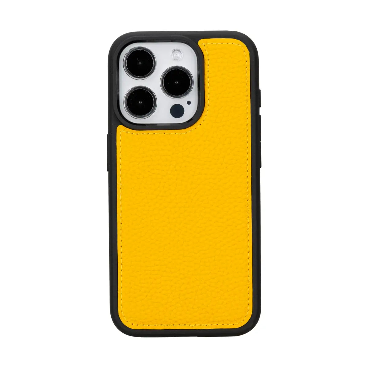 Yellow Leather iPhone 15 Pro Wallet Case