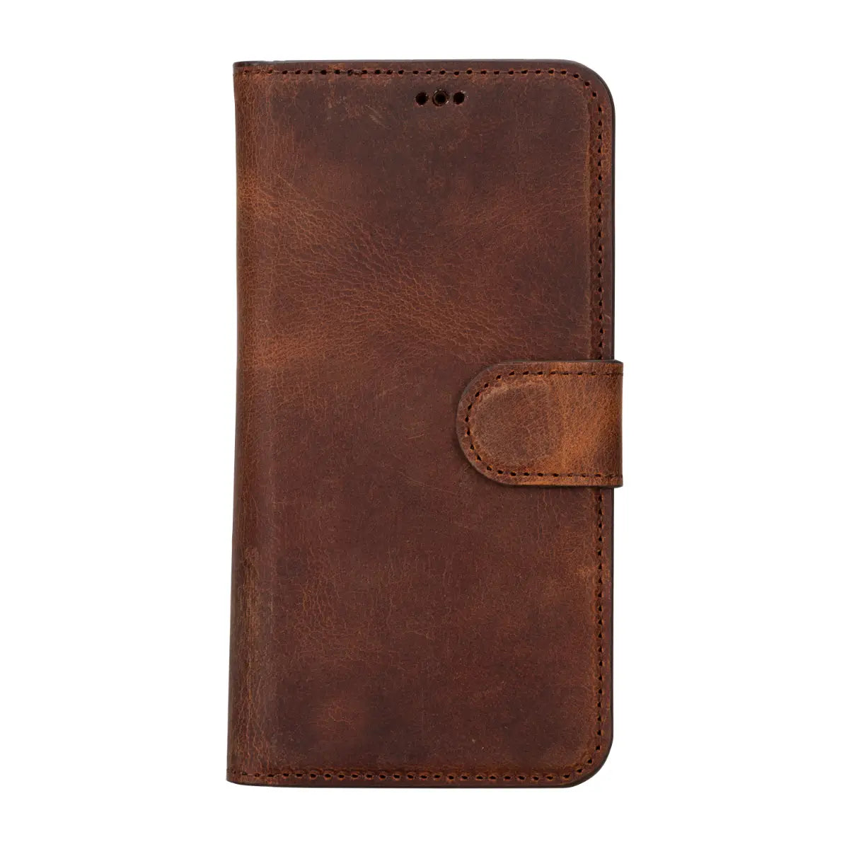 Antic Brown Leather iPhone 15 Pro Wallet Case