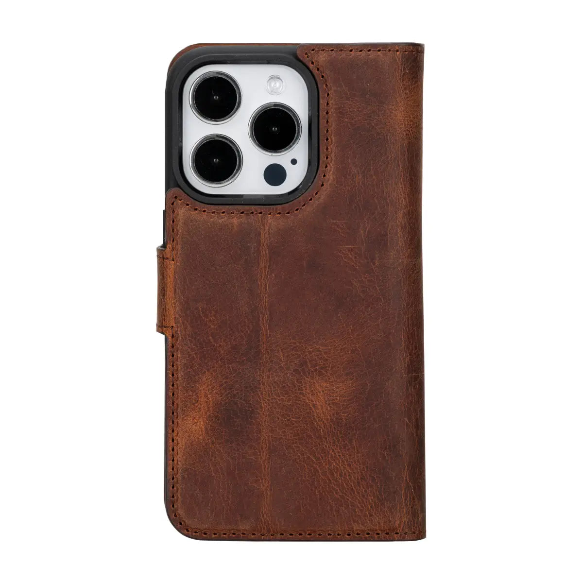 Antic Brown Leather iPhone 15 Pro Wallet Case