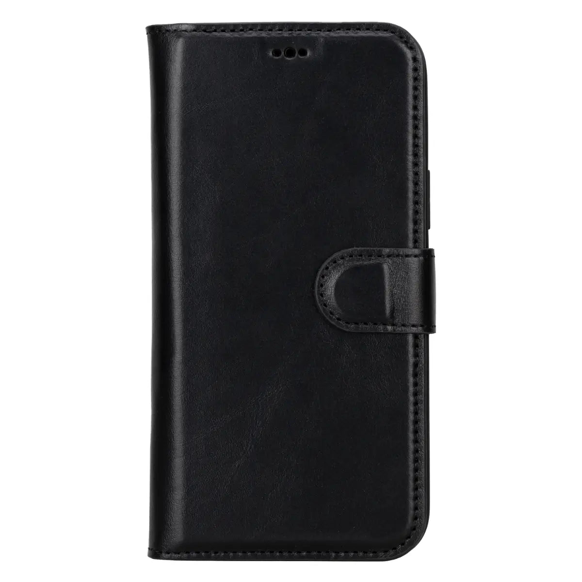 Black Leather iPhone 16 Plus Wallet Case