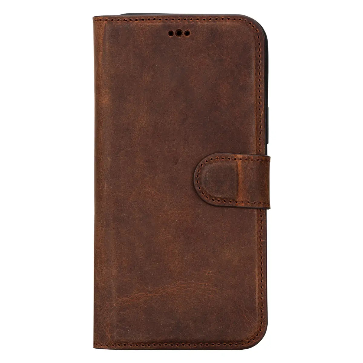 Antic Brown Leather iPhone 15 Plus Wallet Case