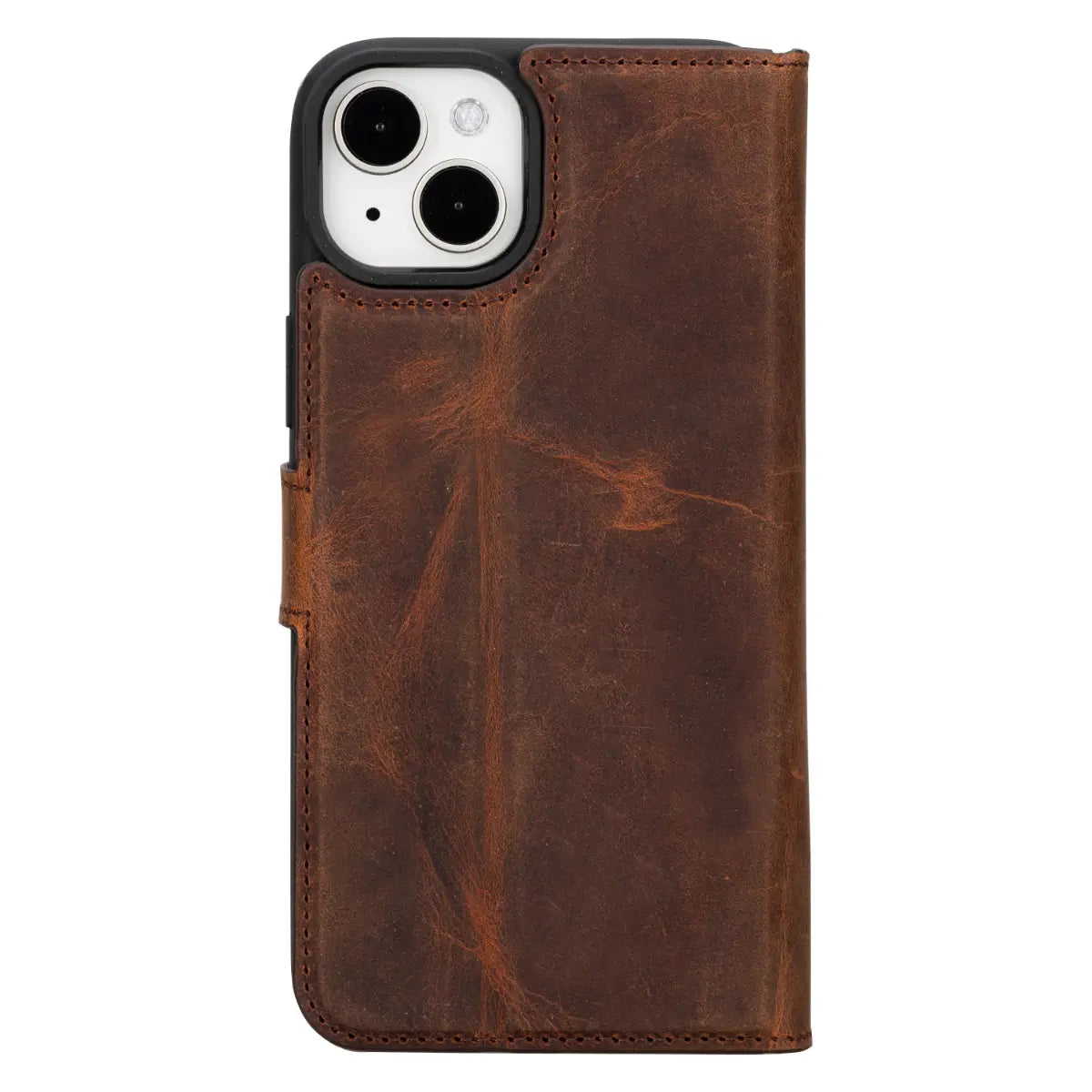 Antic Brown Leather iPhone 15 Plus Wallet Case