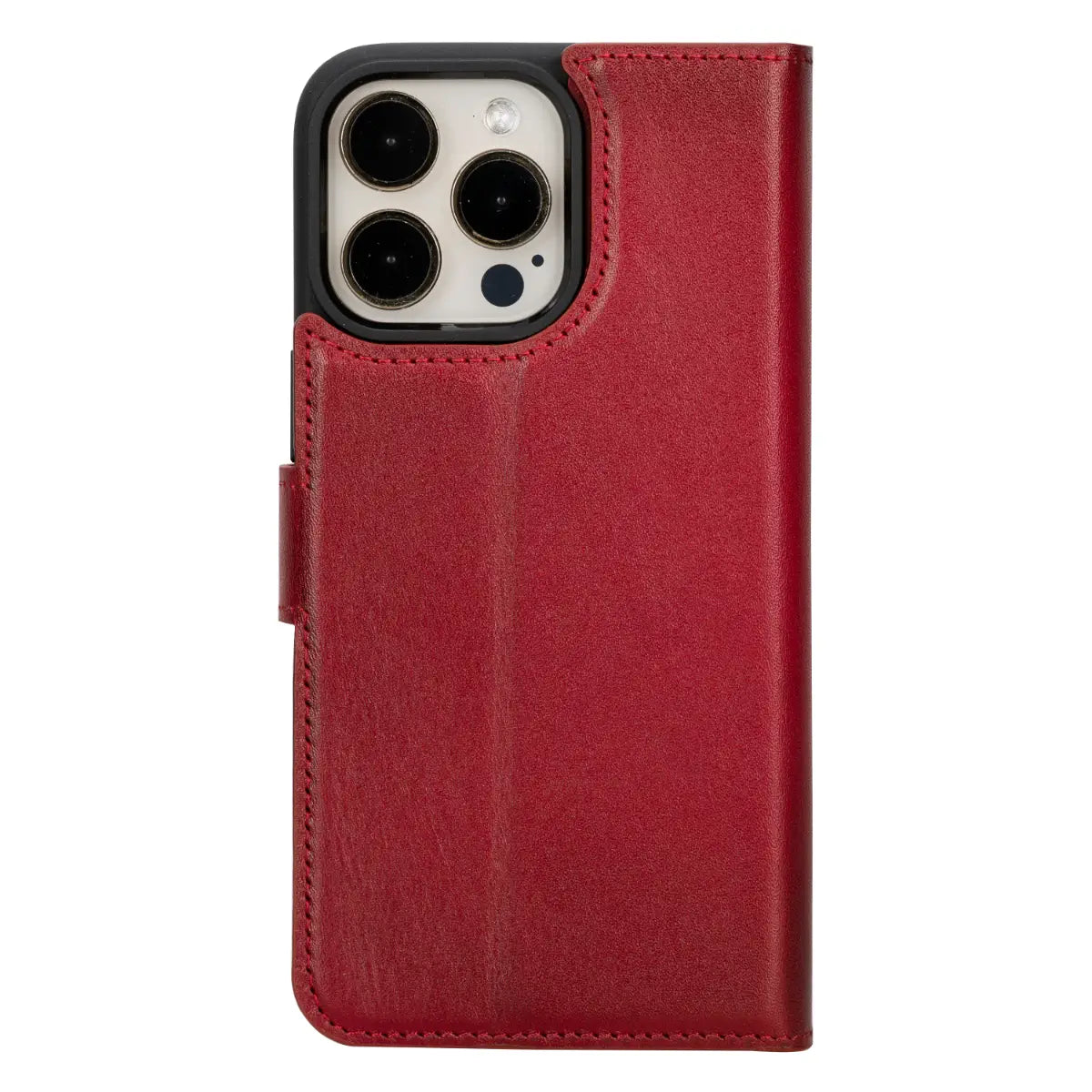 Burnished Red Leather iPhone 15 Pro Max Wallet Case