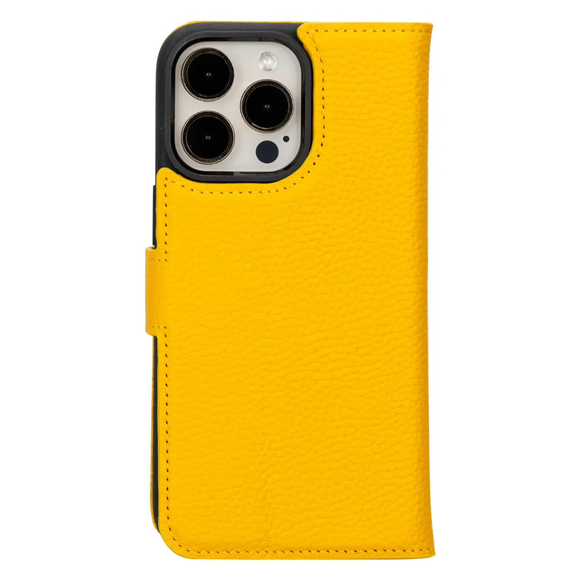 Yellow Leather iPhone 15 Pro Max Wallet Case