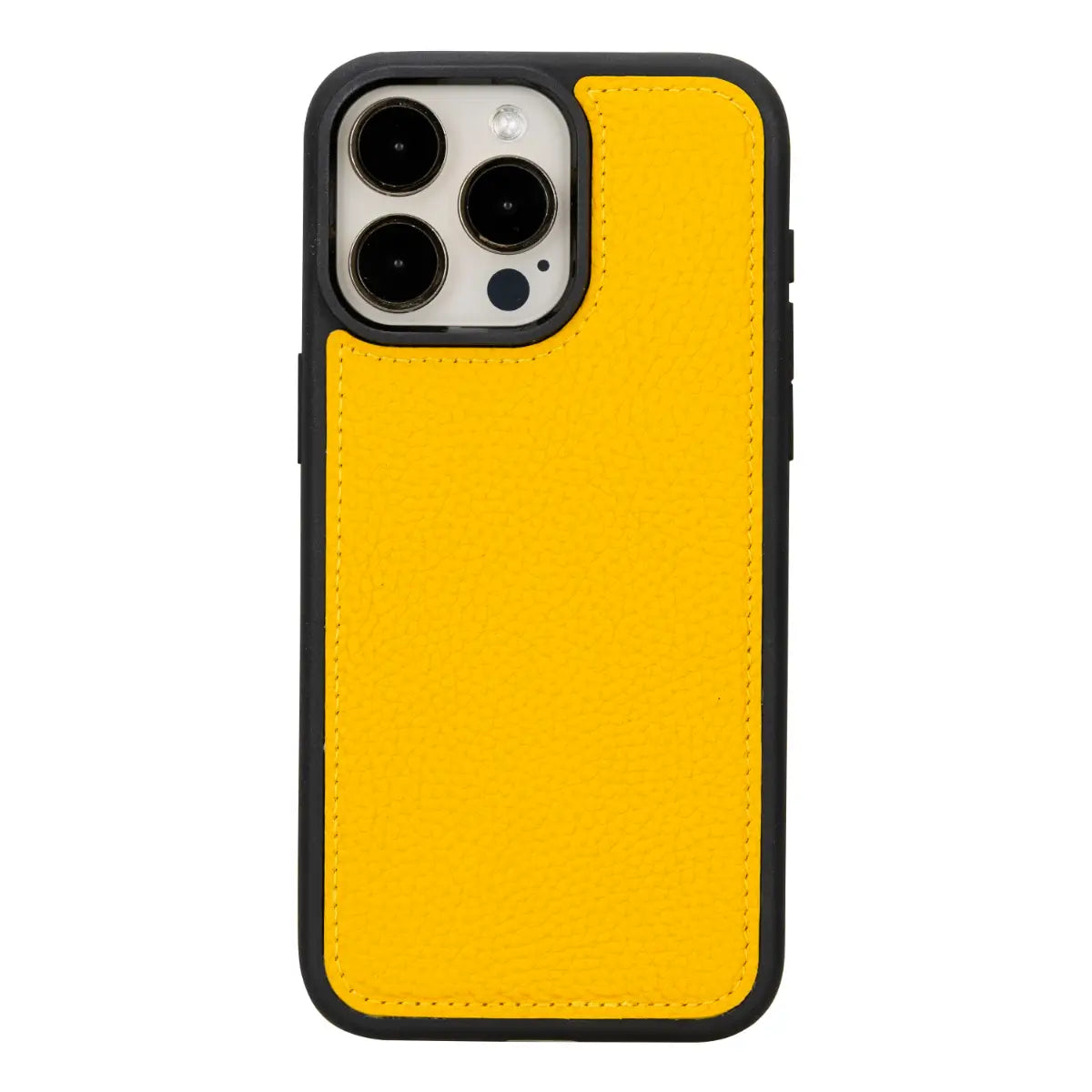 Yellow Leather iPhone 15 Pro Max Wallet Case