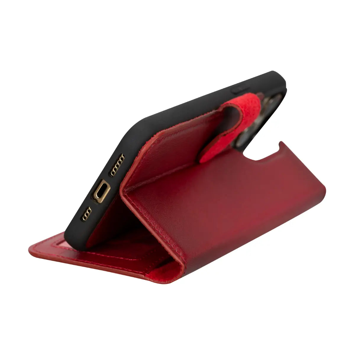 Burnished Red Leather iPhone 15 Pro Max Wallet Case