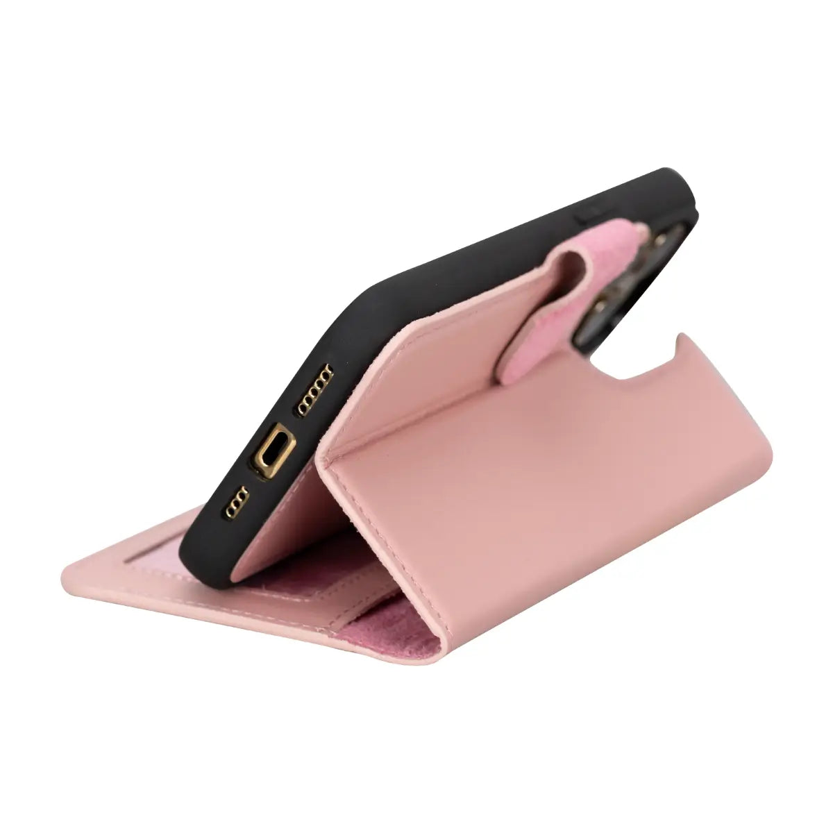 Pink Leather iPhone 15 Pro Max Wallet Case