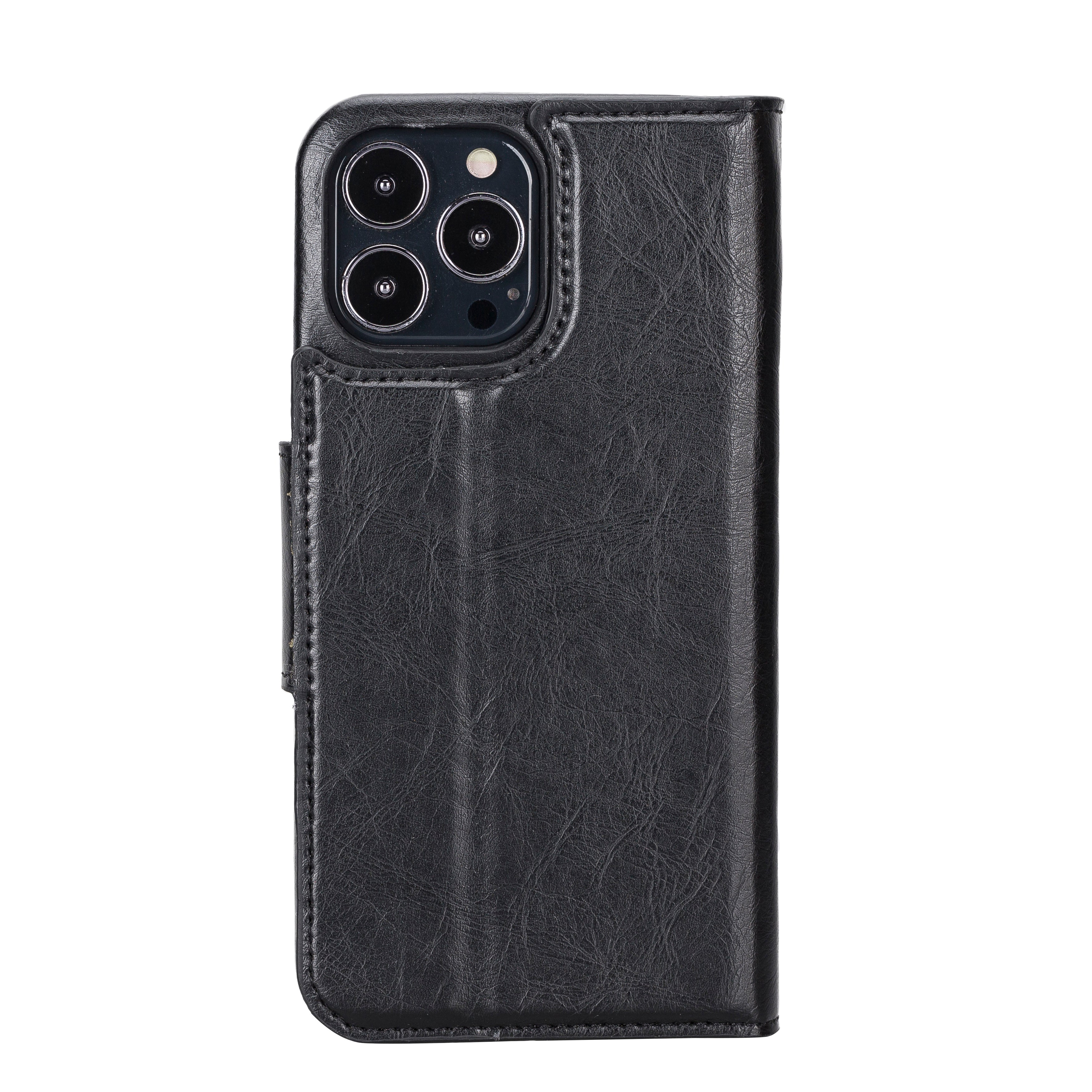 Black Leather iPhone 15 Pro Max Prestige Wallet Case - O2 Leather