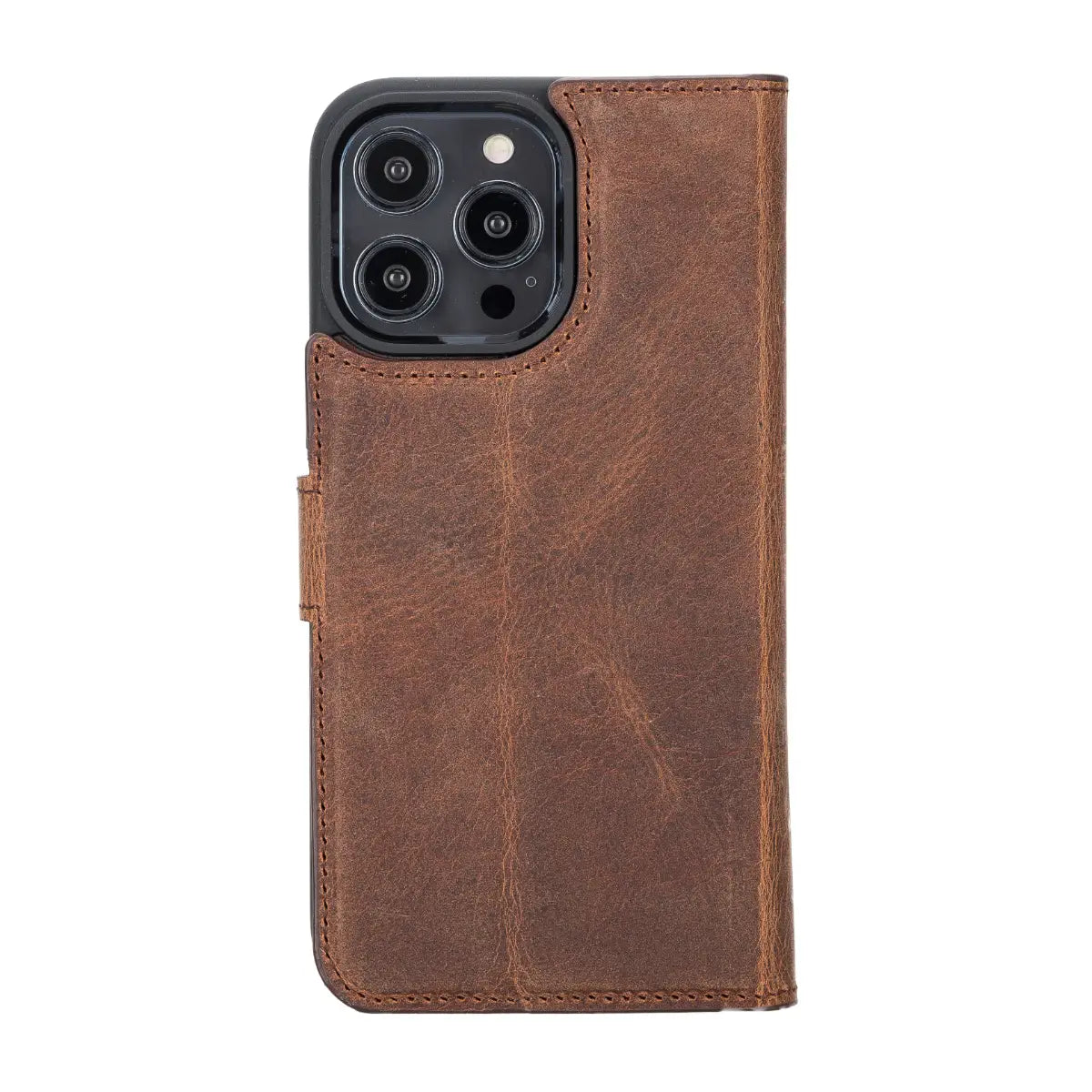 Antic Brown Leather iPhone 13 Pro Max Wallet Case