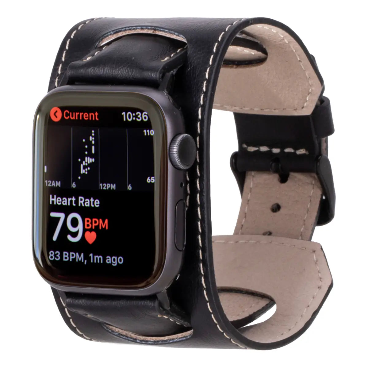 Black Leather Cuff Apple Watch Band