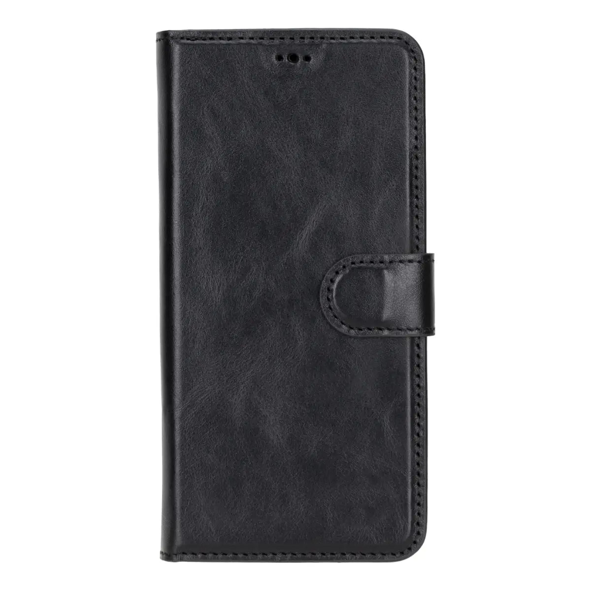 Black Magnetic Leather Wallet Case for Galaxy S25 Plus