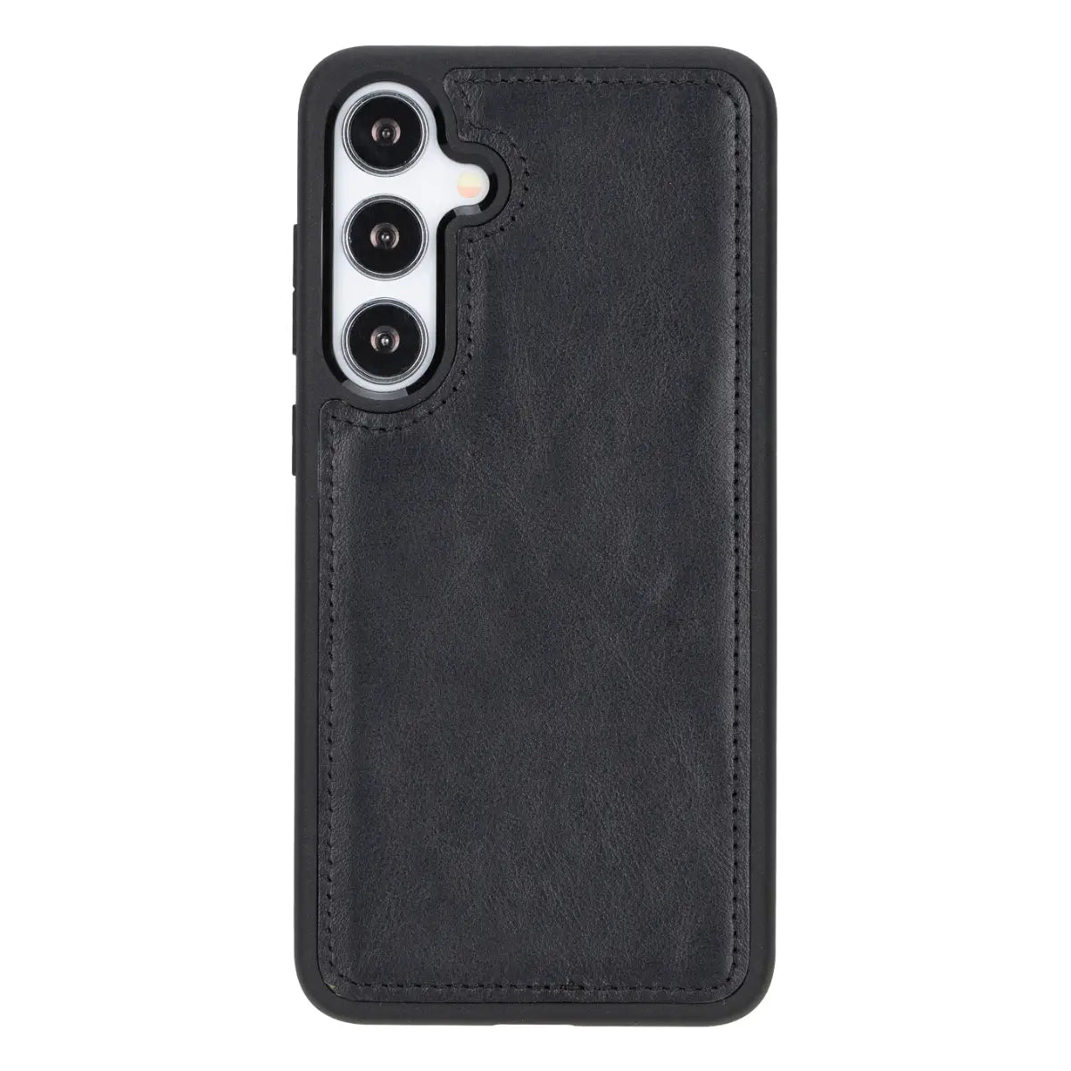 Black Magnetic Leather Wallet Case for Galaxy S25 Plus