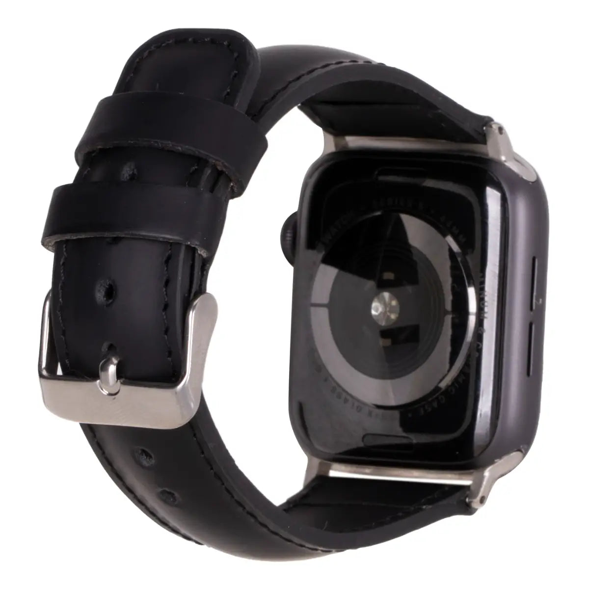 Black Water-Resistant Leather Apple Watch Strap