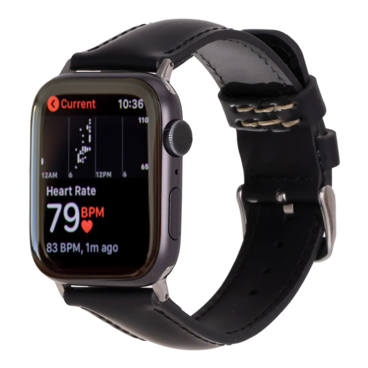 Black Water-Resistant Leather Apple Watch Strap