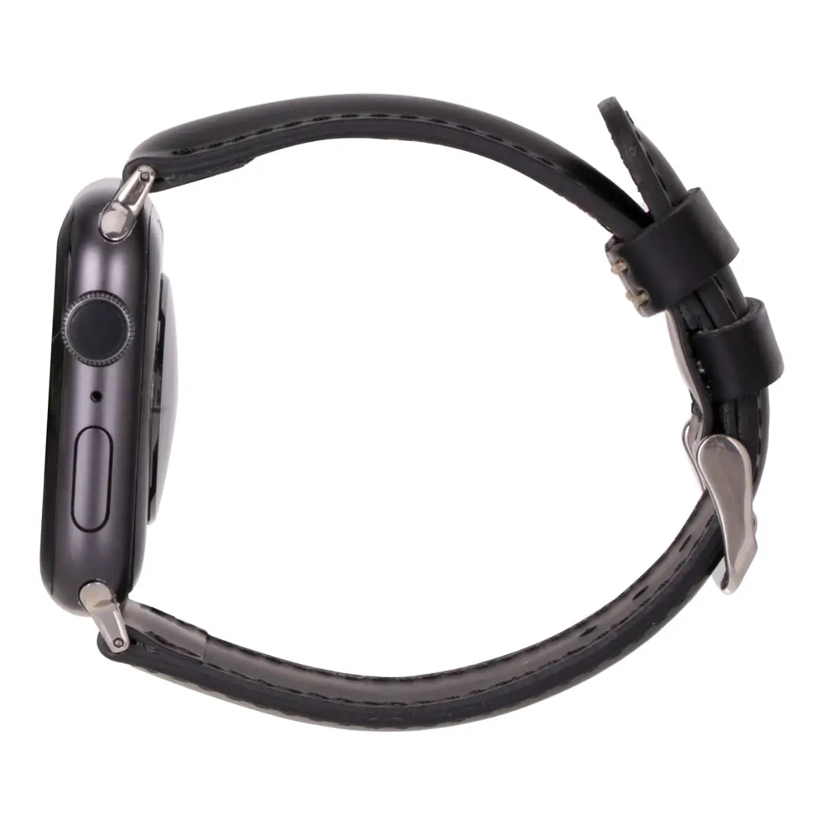 Black Water-Resistant Leather Apple Watch Strap