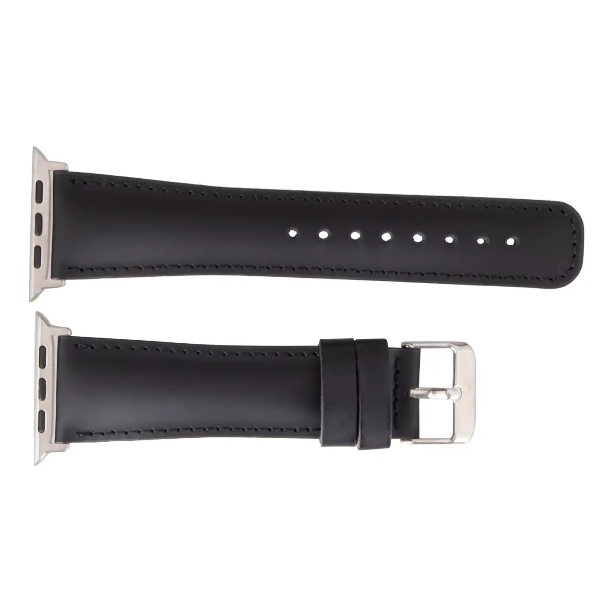 Black Water-Resistant Leather Apple Watch Strap