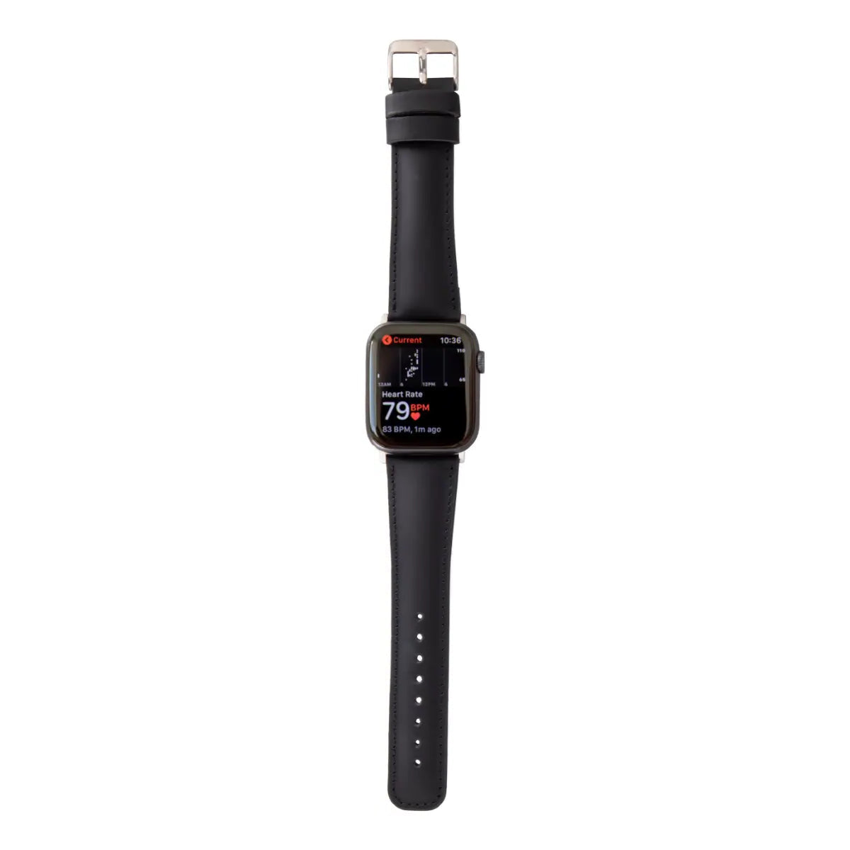 Black Water-Resistant Leather Apple Watch Strap