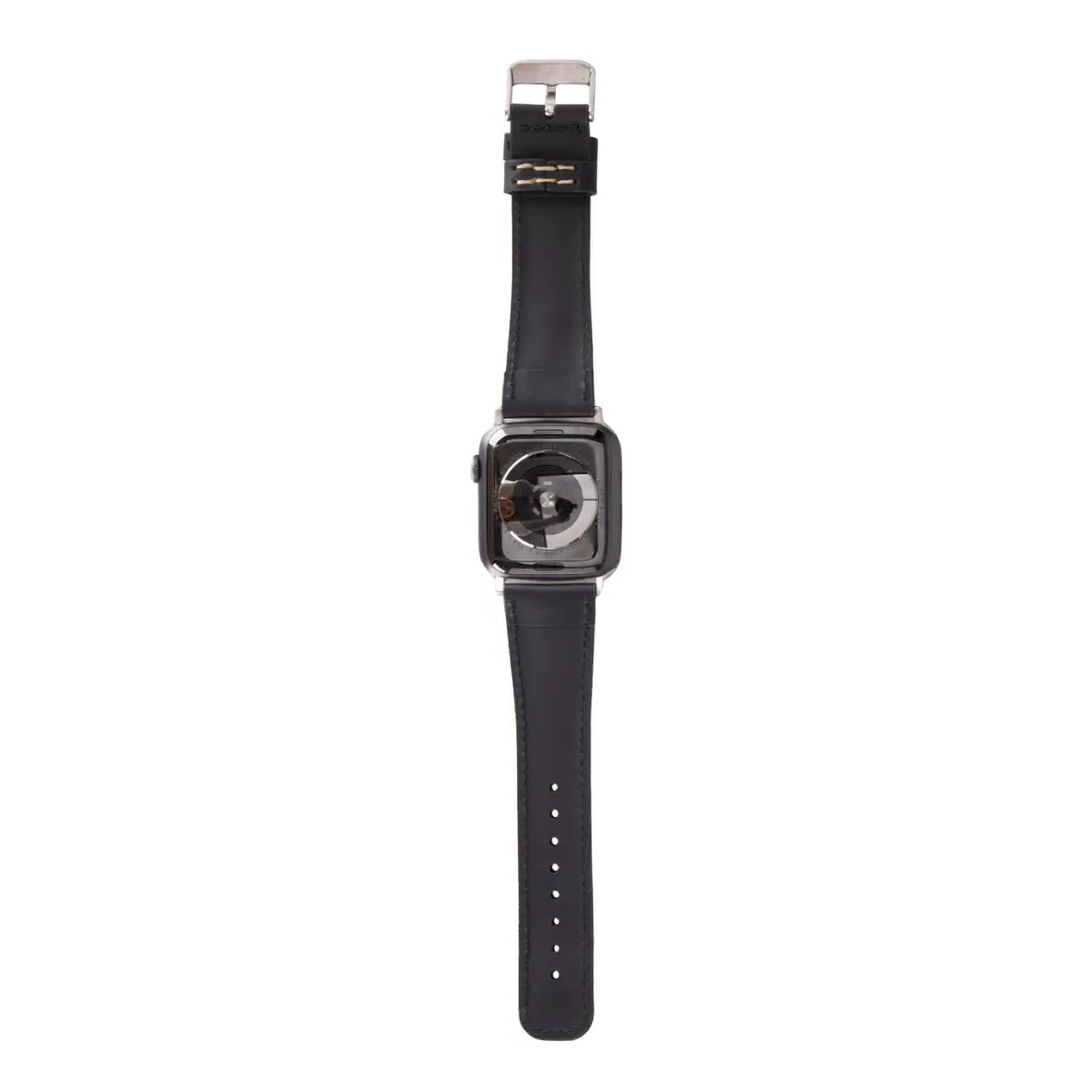 Black Water-Resistant Leather Apple Watch Strap