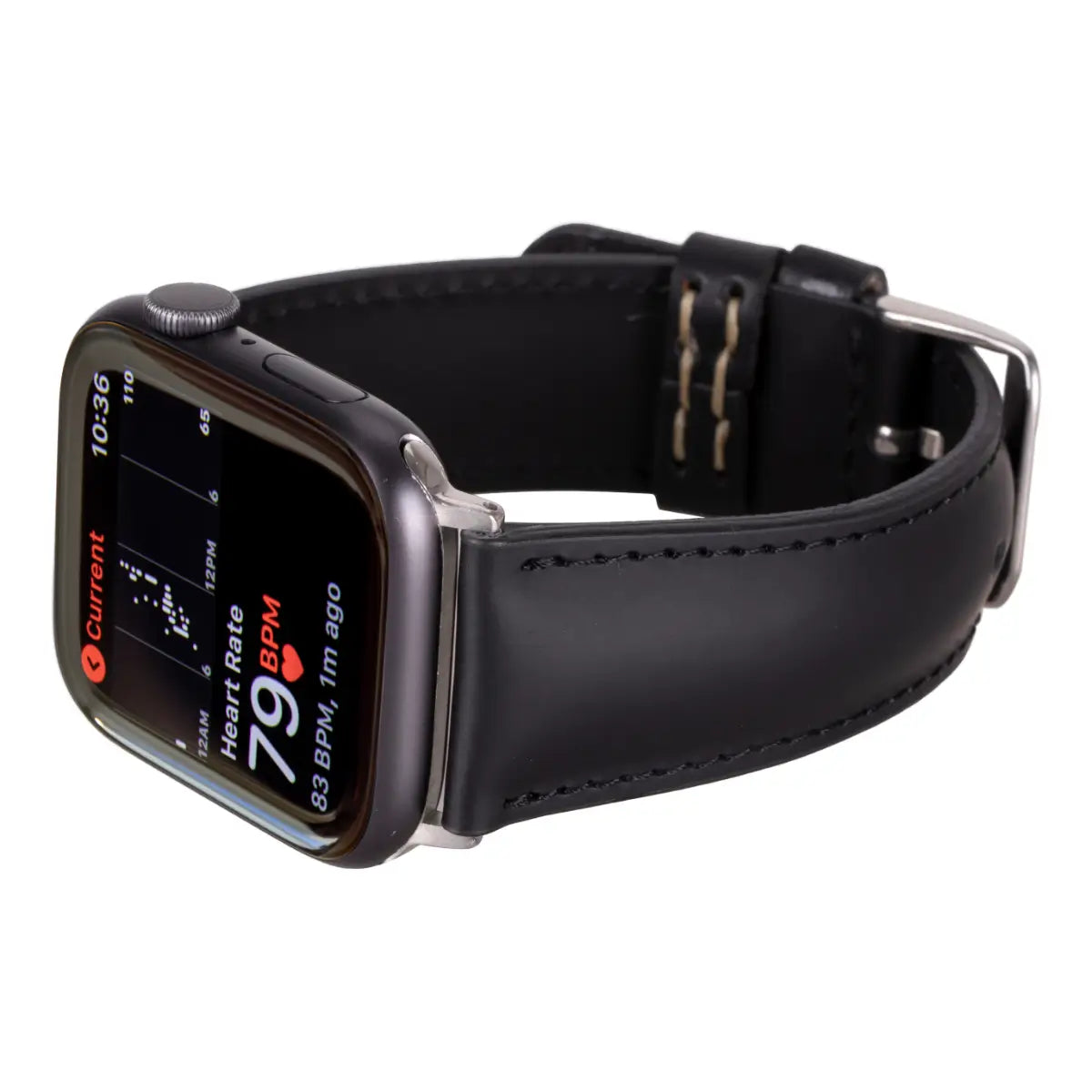 Black Water-Resistant Leather Apple Watch Strap