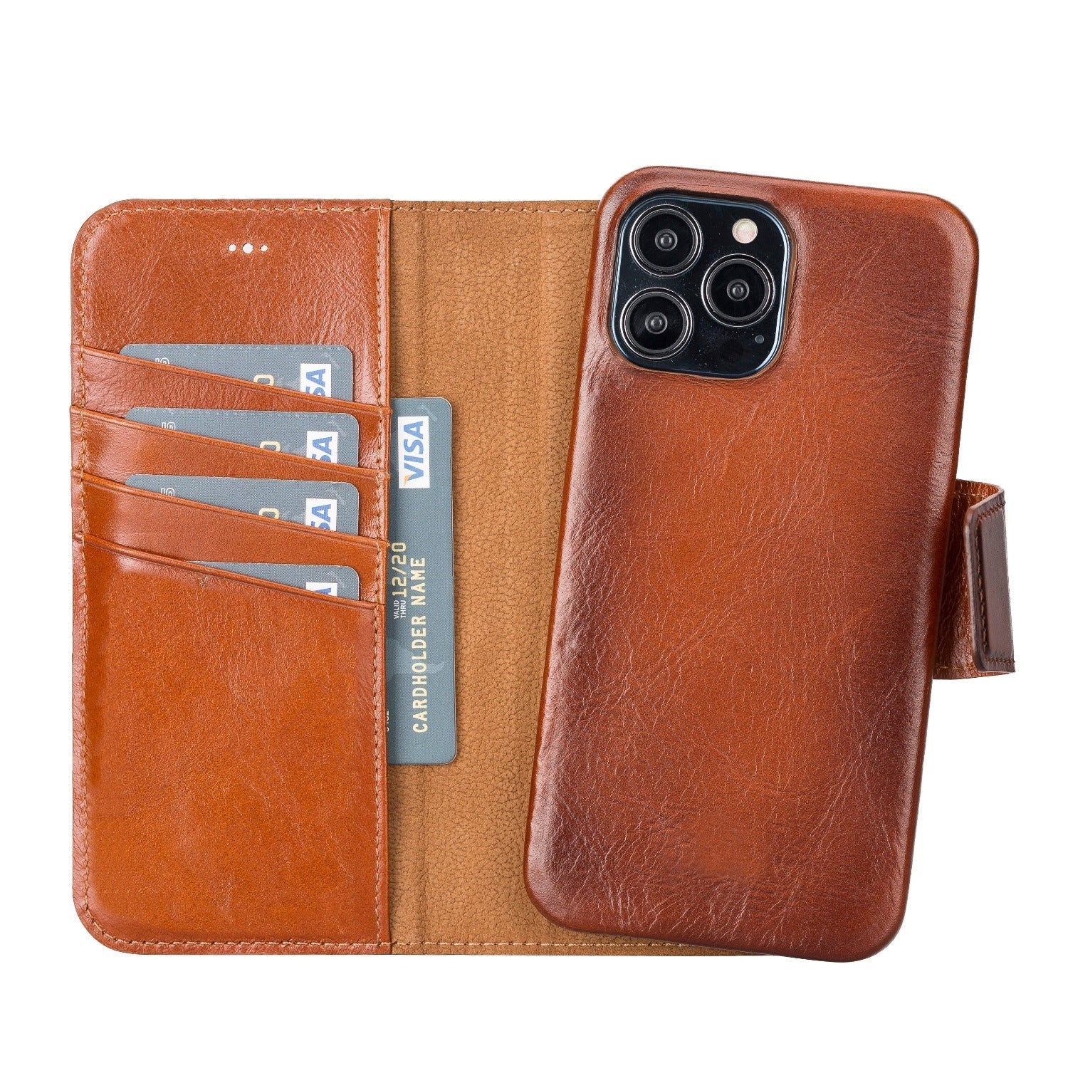 Tan Leather iPhone 15 Pro Max Prestige Wallet Case - O2 Leather