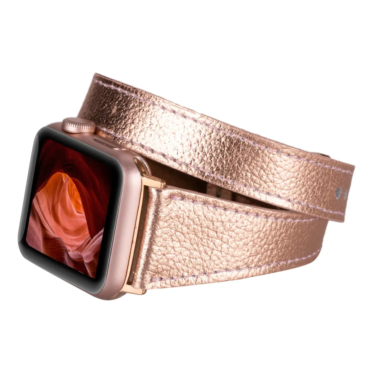 Bronze Leather Double Tour Slim Apple Watch Band