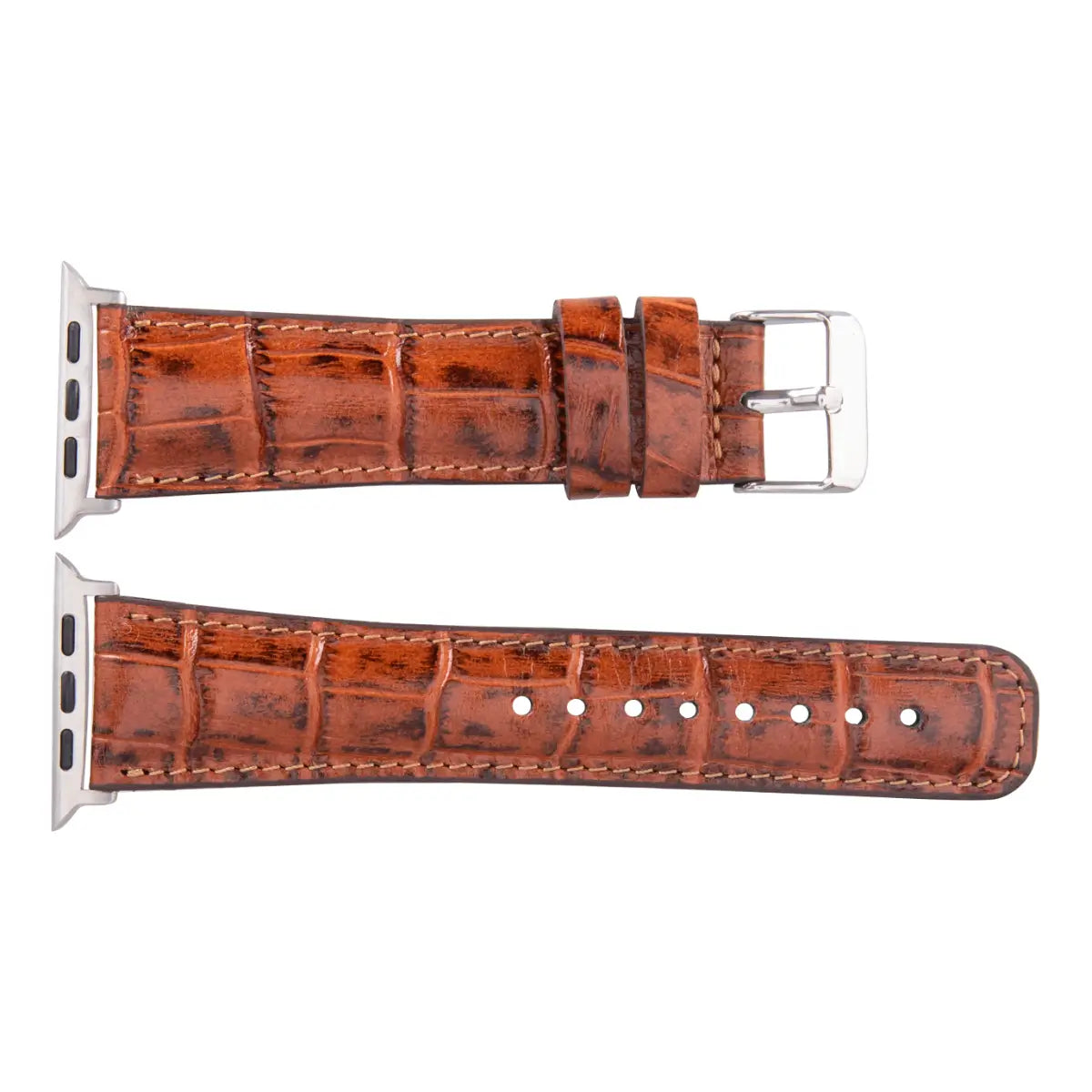 Brown Croco Pattern Leather Classic Apple Watch Band