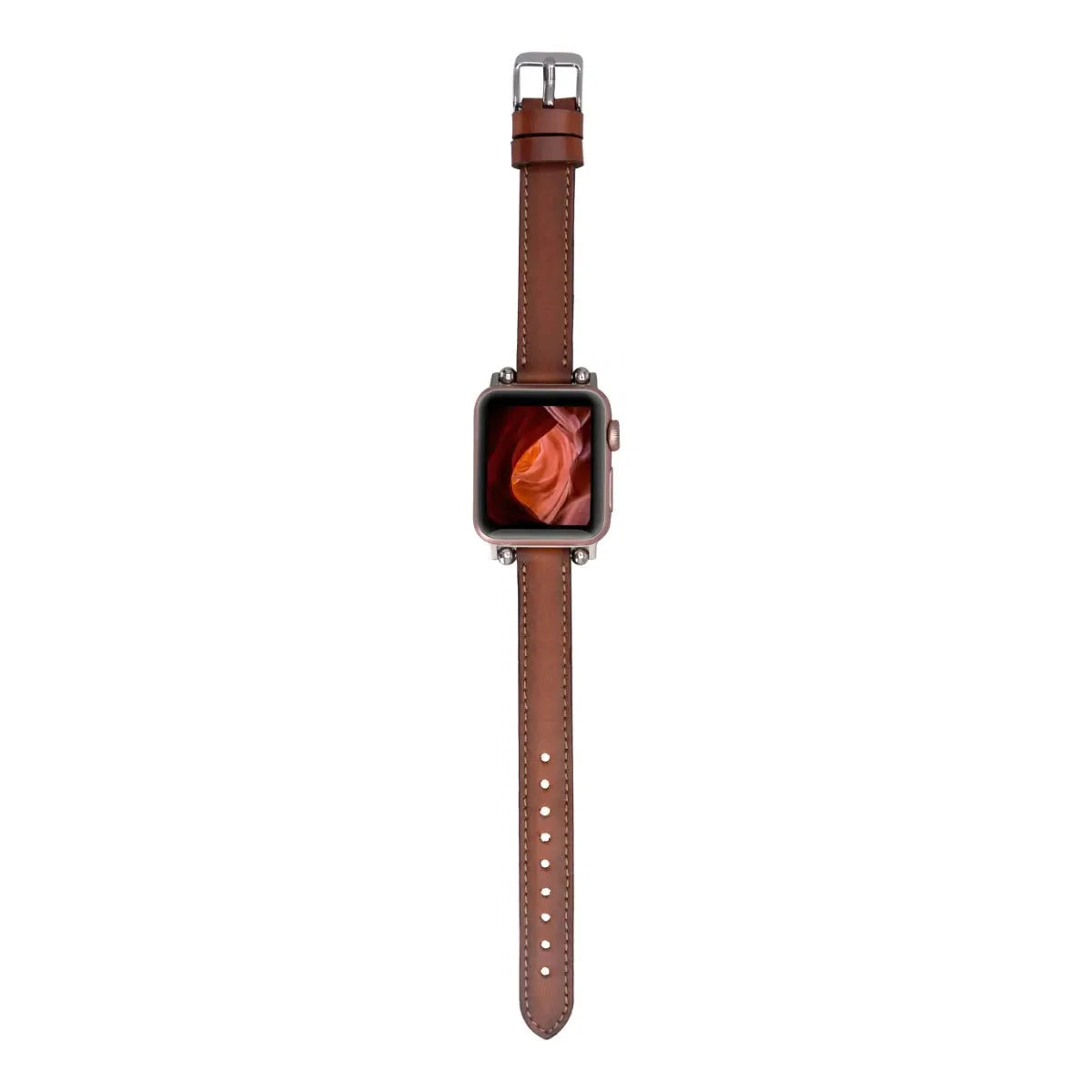 Brown Leather Ultra Slim Apple Watch Band