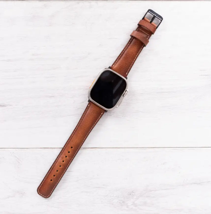 Burnished Tan Leather Classic Apple Watch Band